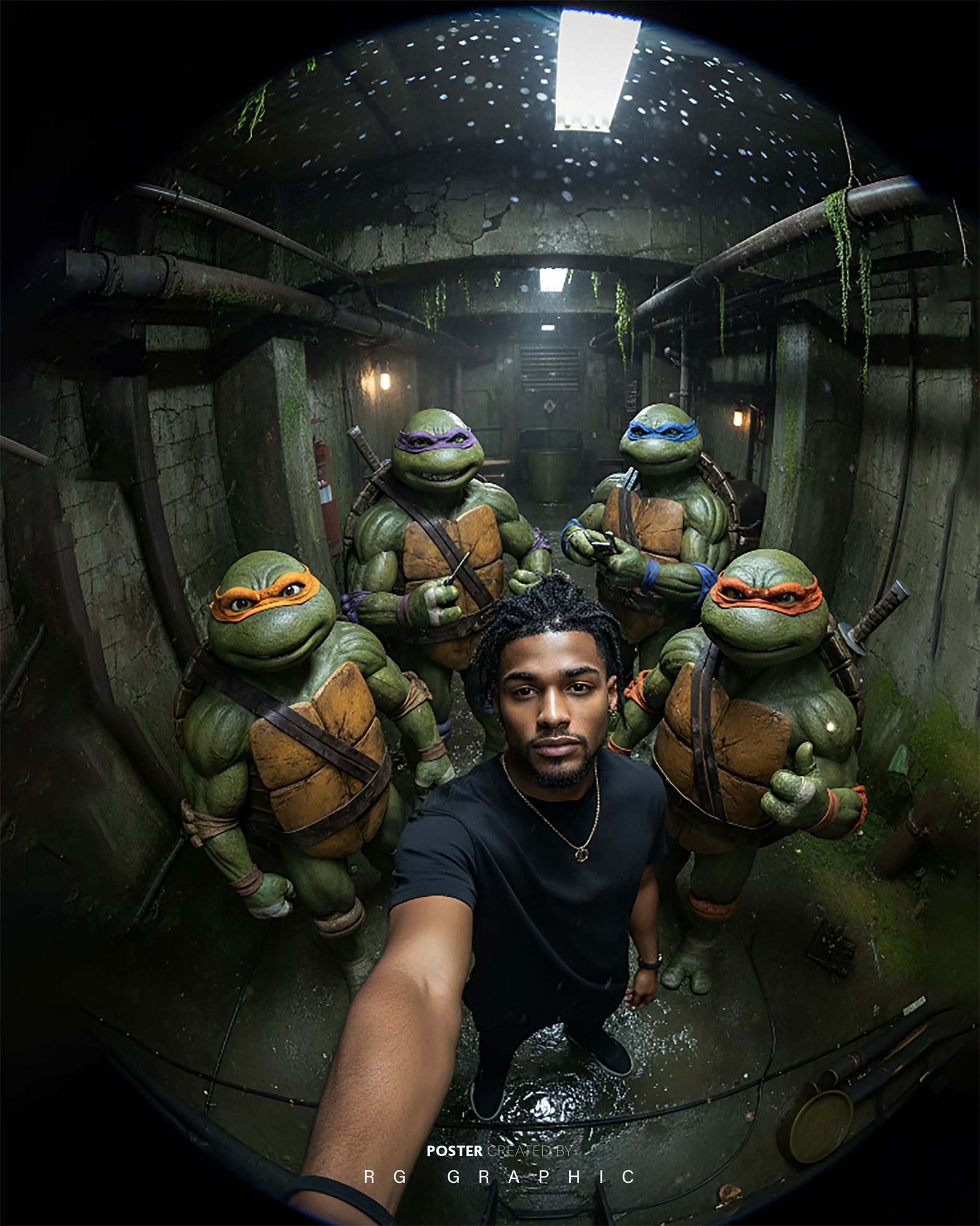 Sewer Selfie with the 1990 Movie Turtles