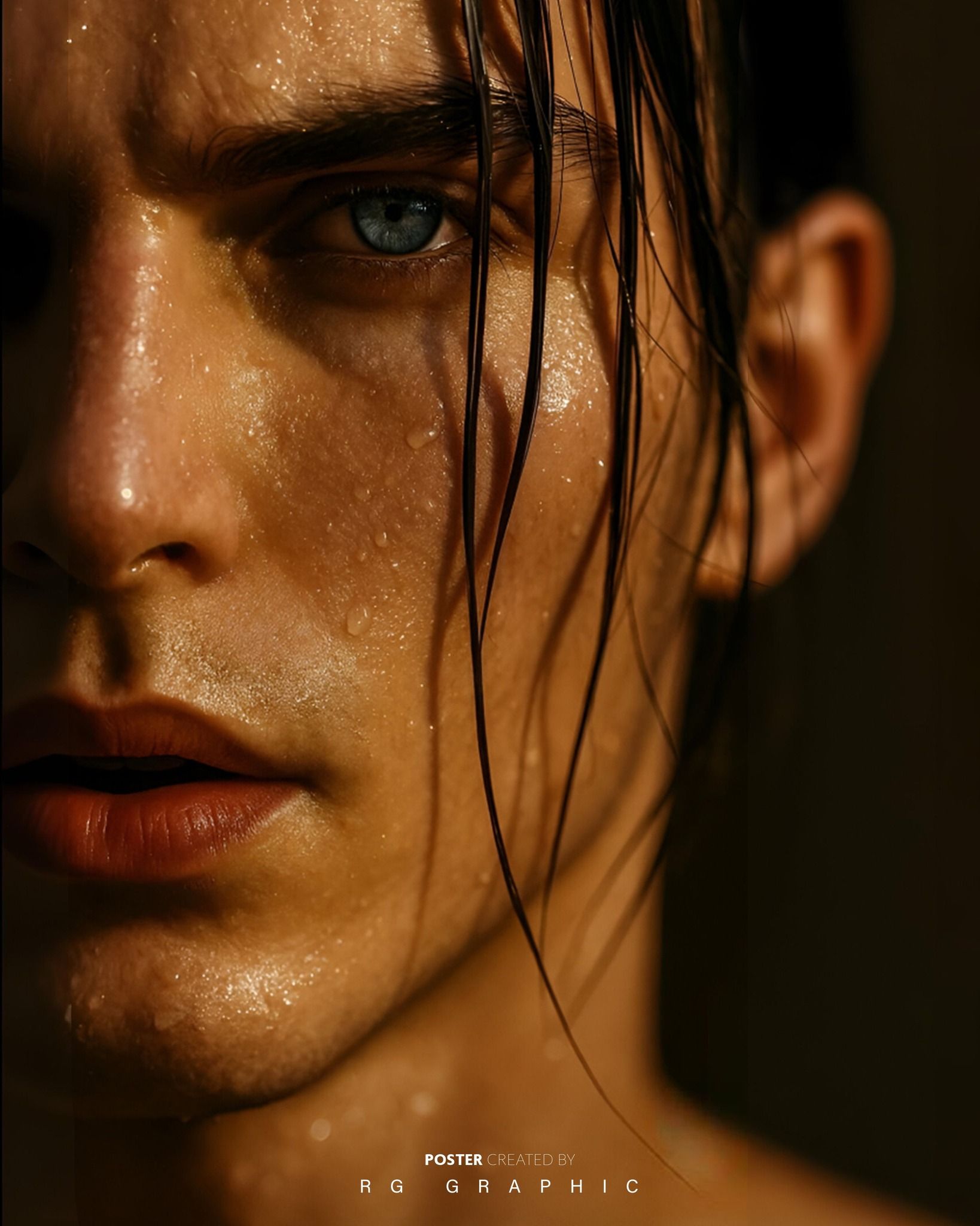 Golden Gaze in the Rain