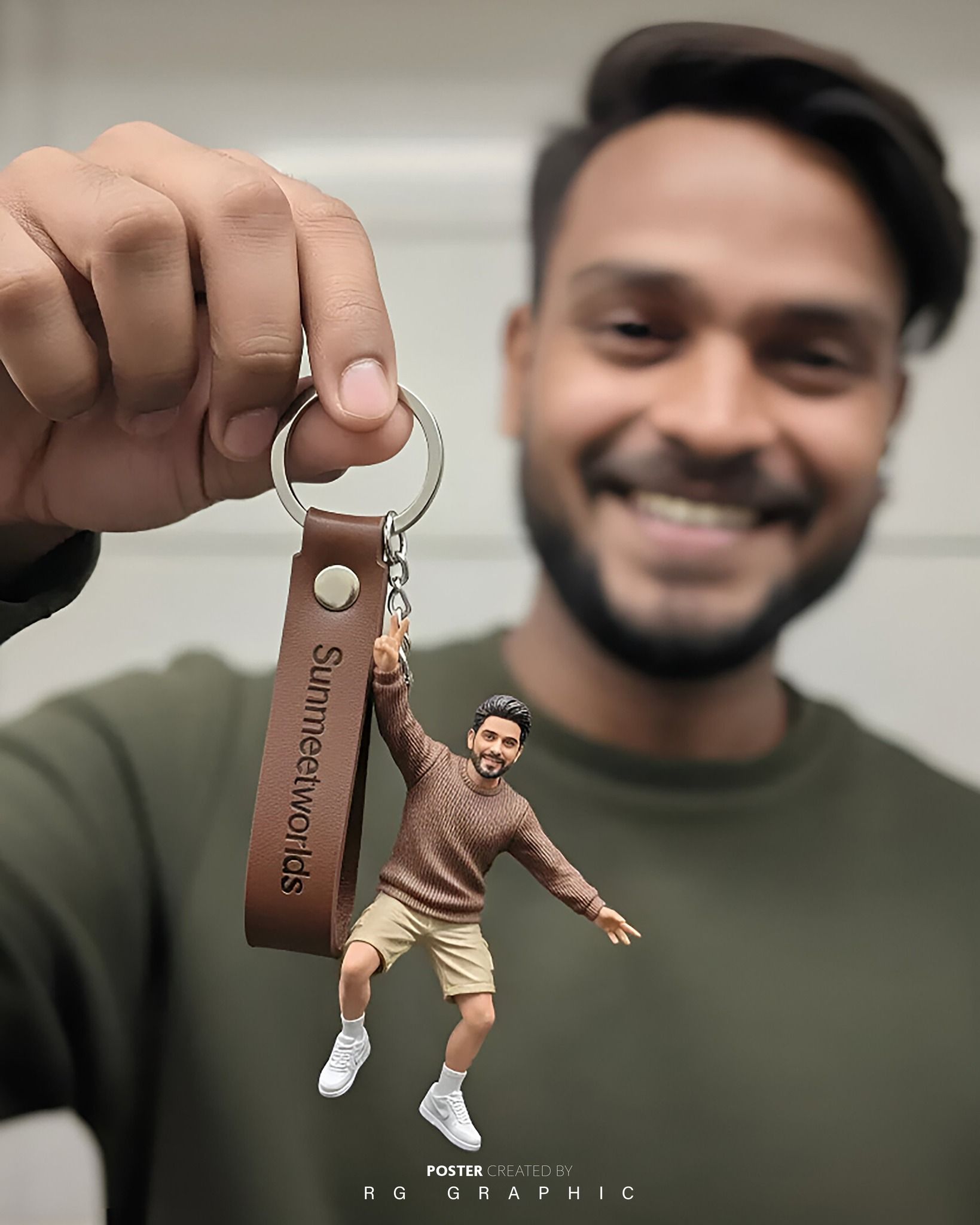 Miniature Me Custom Leather Keychain