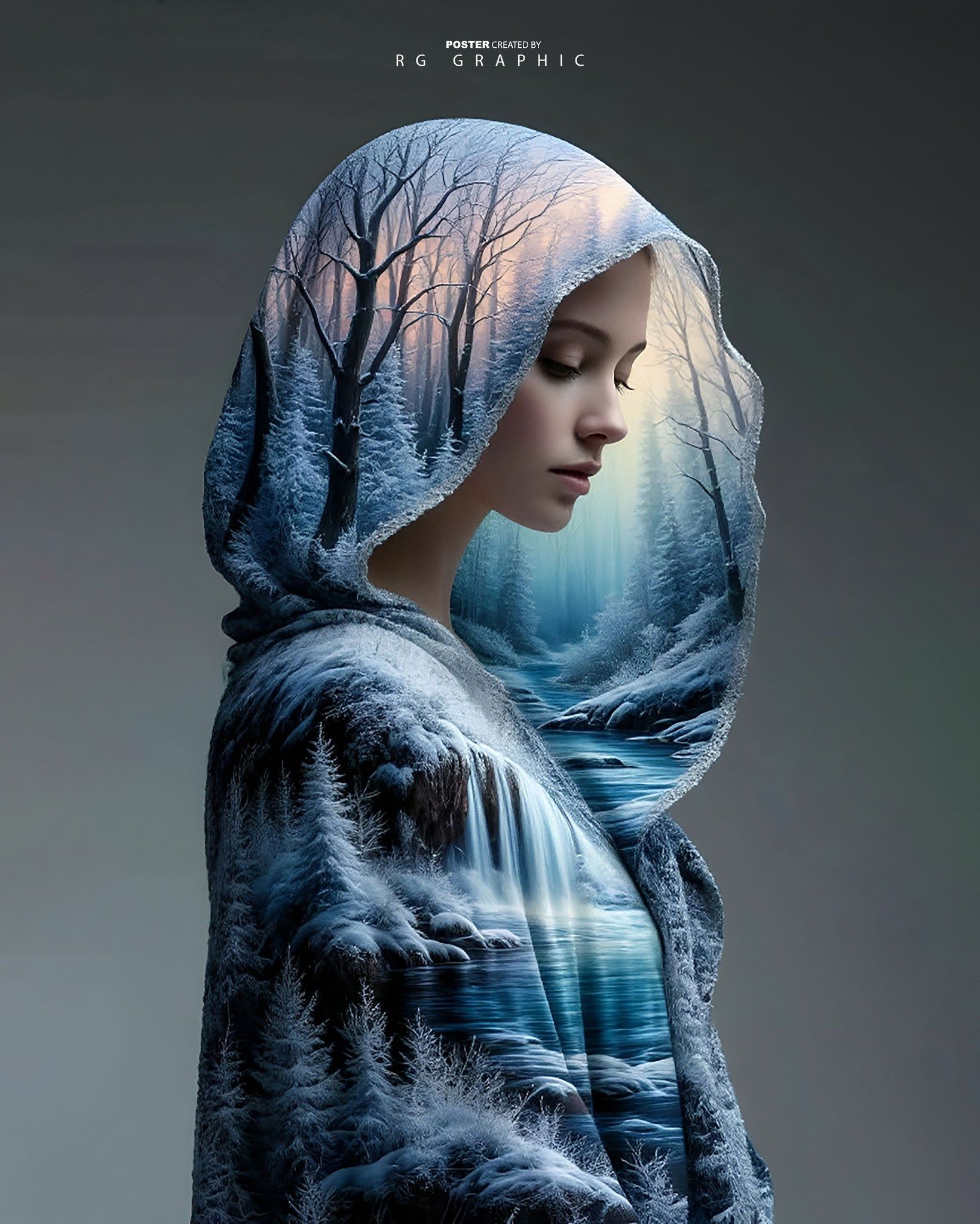 Mystic Winter Double Exposure Portrait