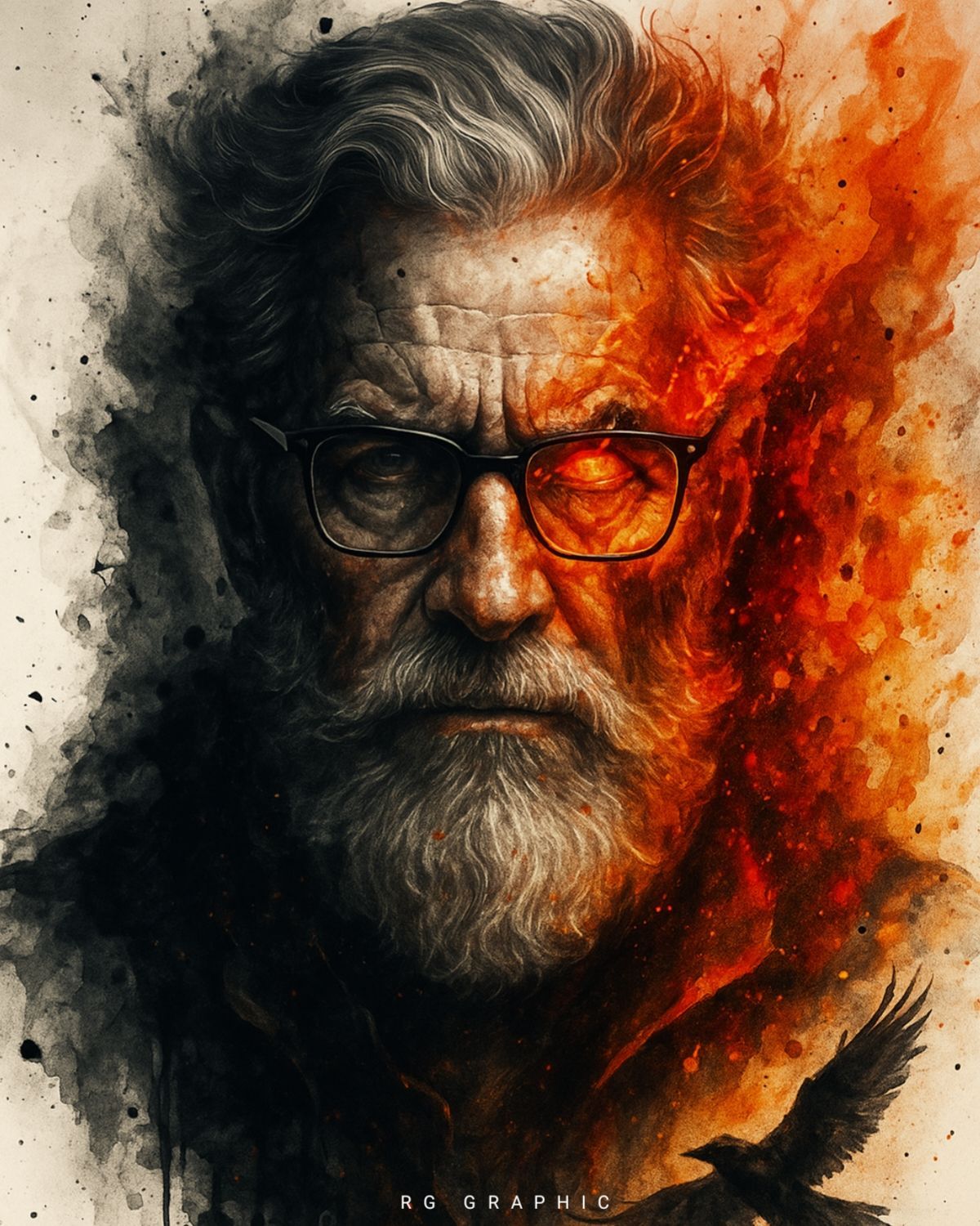 Fiery Gaze of the Shadowed Elder