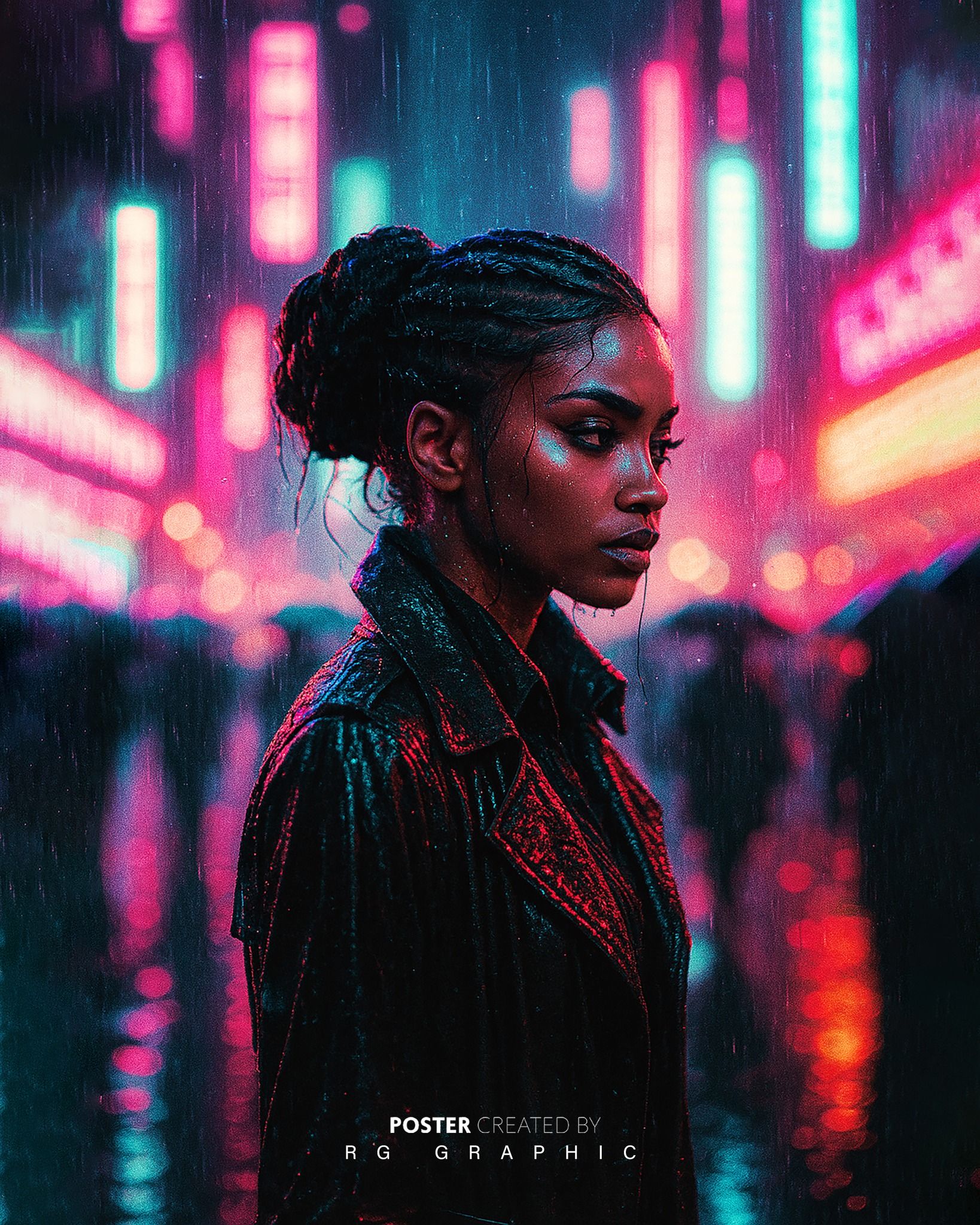 Neon Noir Rain in the Cyberpunk City