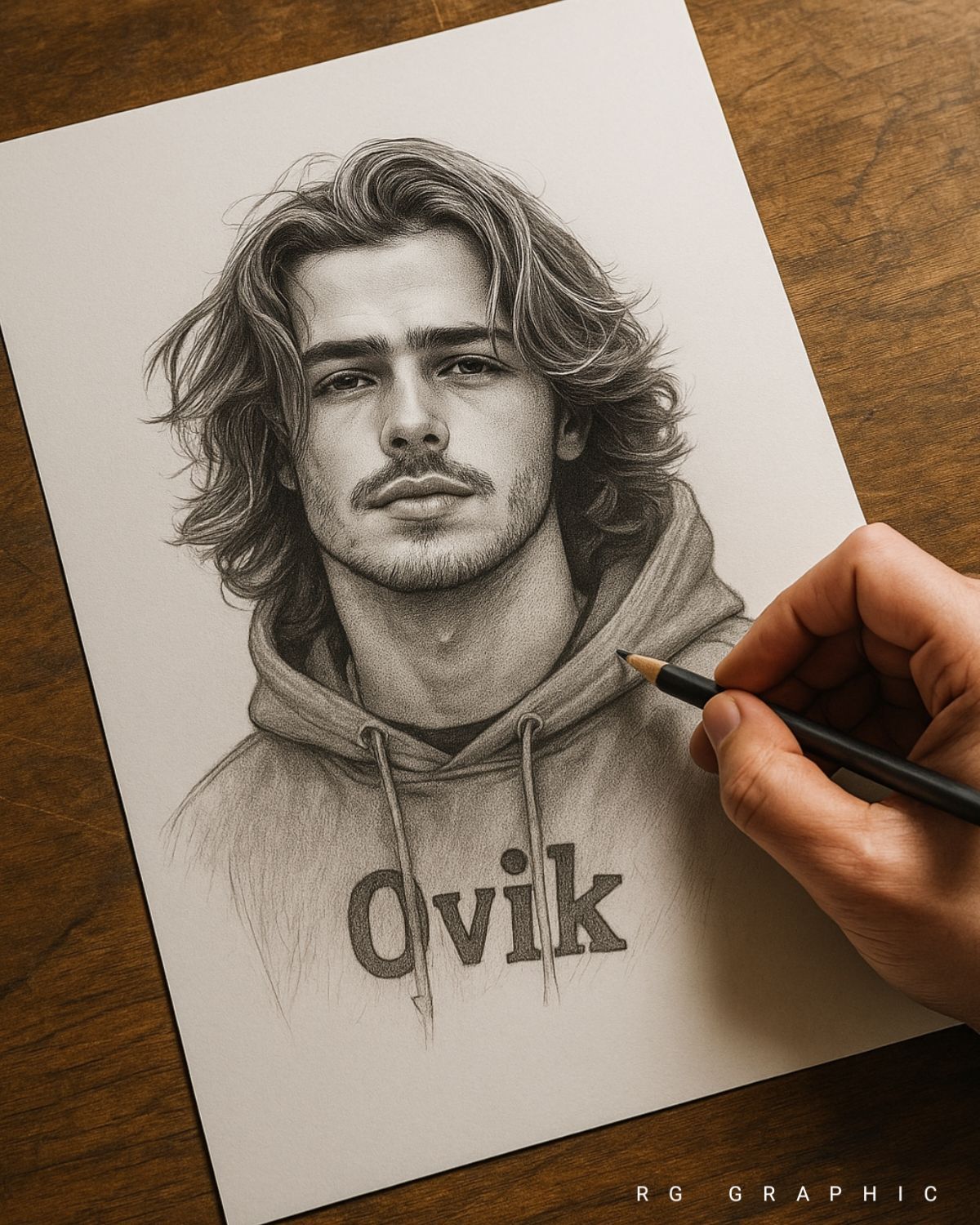 Artist Sketch of Ovik Personalized Hoodie Sketch
