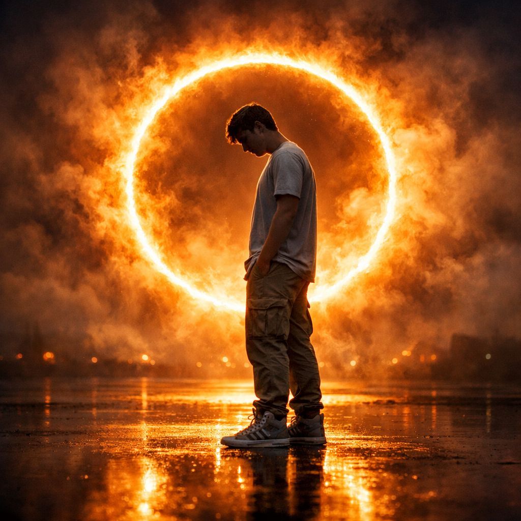 Solitary Man Before the Ring of Fire