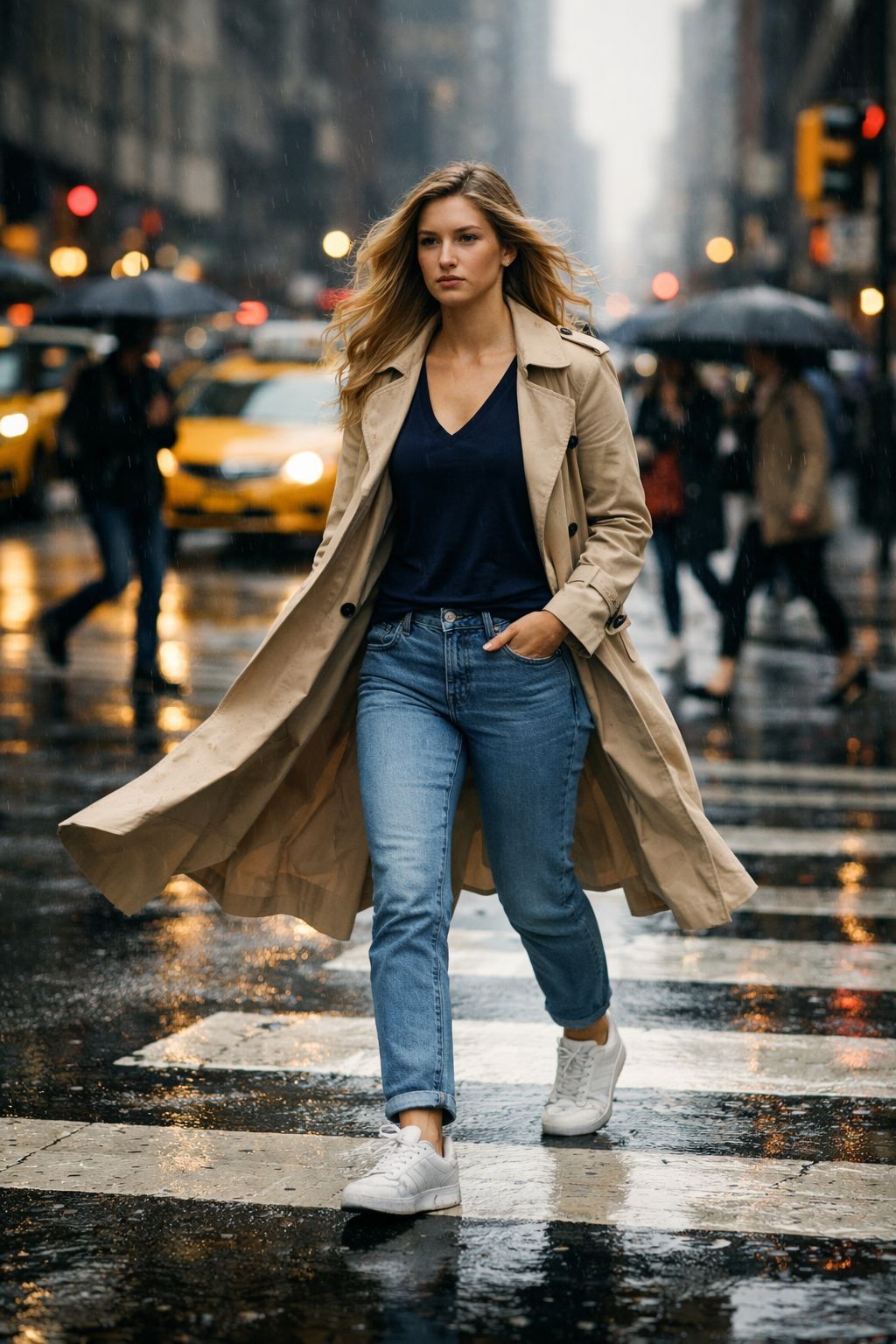 Urban Strut in the City Rain