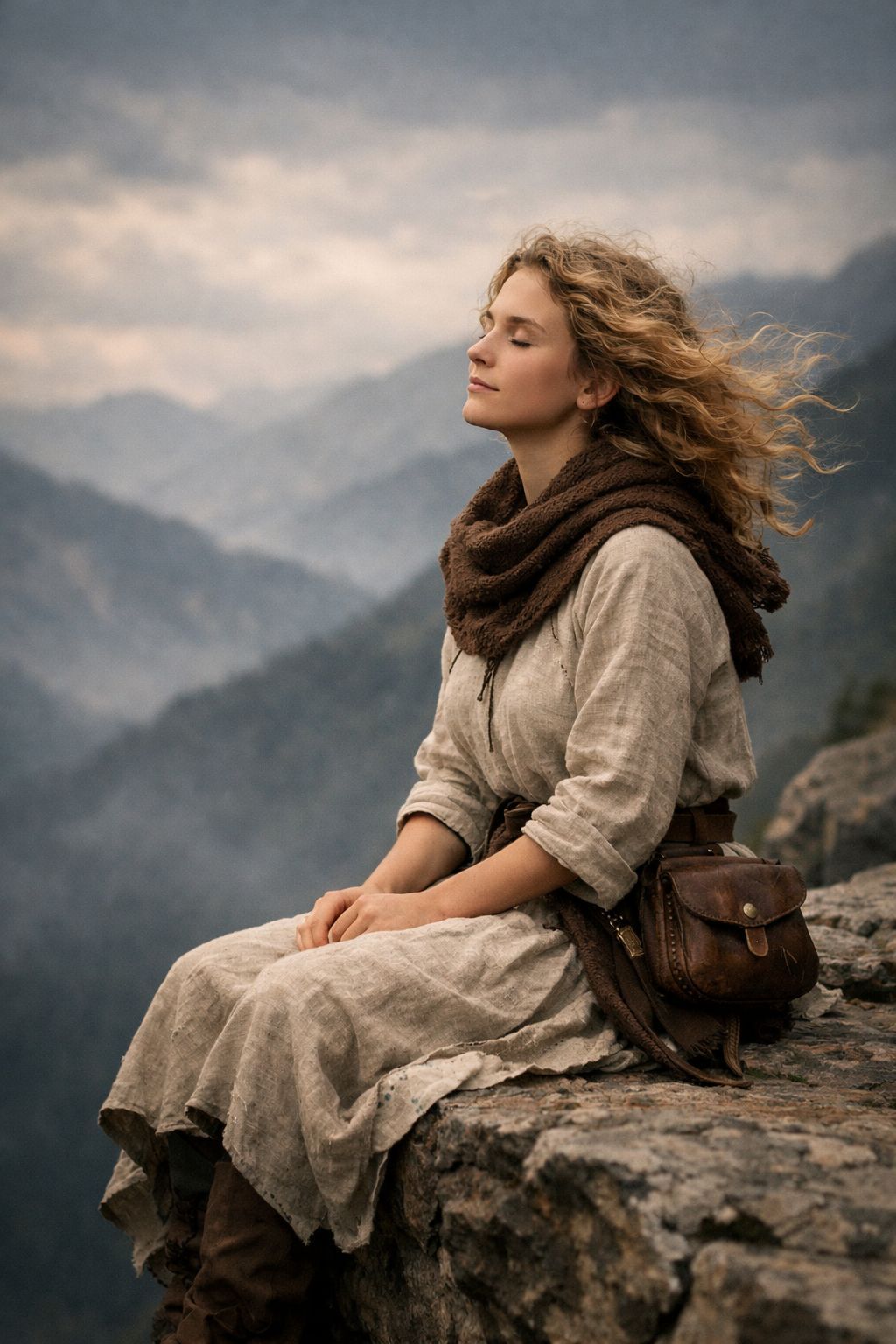 Serene Cliffside Wanderer