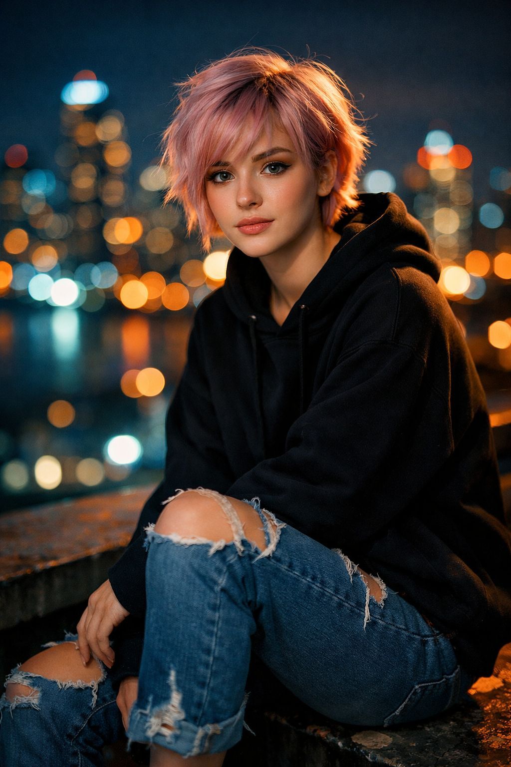 City Lights and Pastel Pink Neon