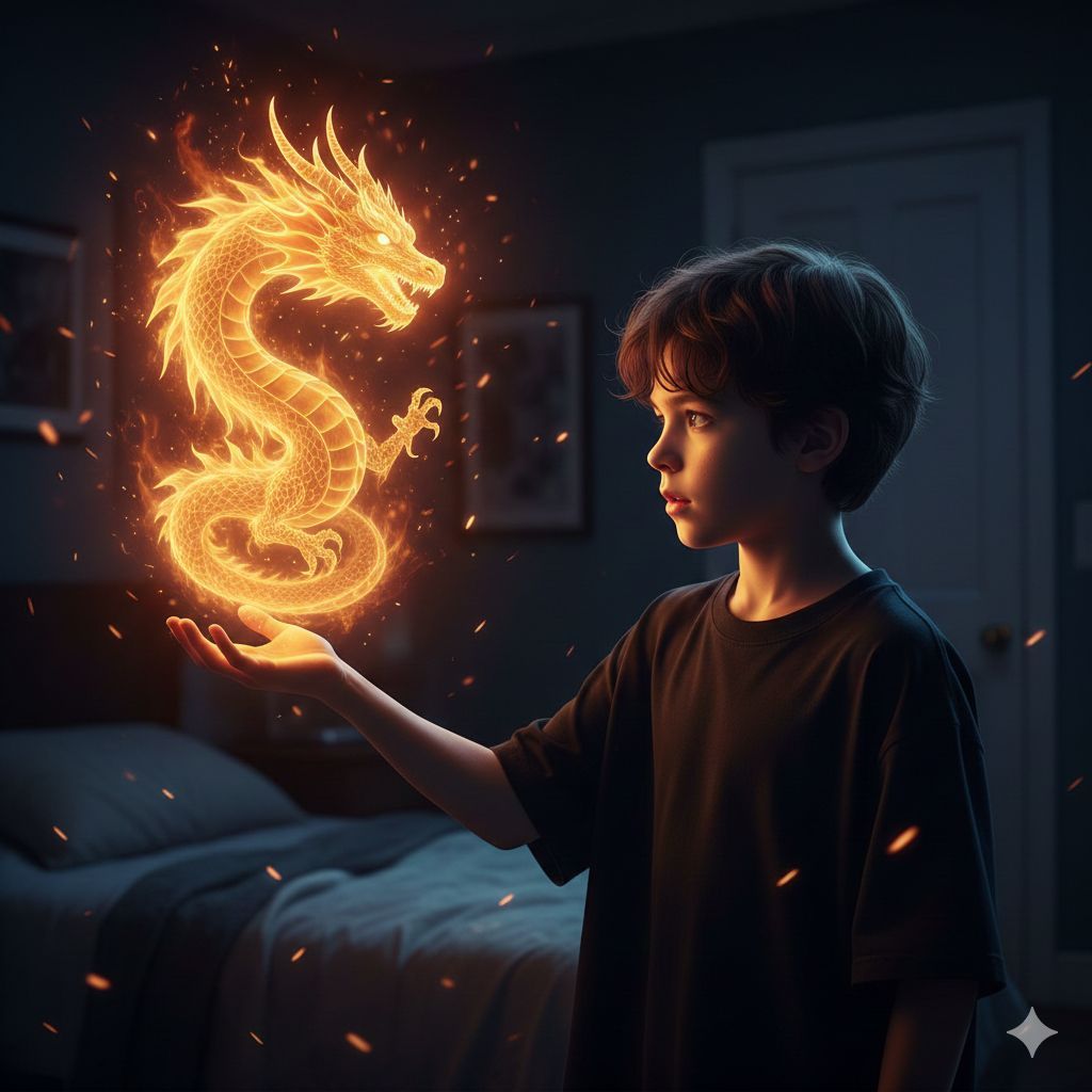 Boy and the Golden Flame Dragon