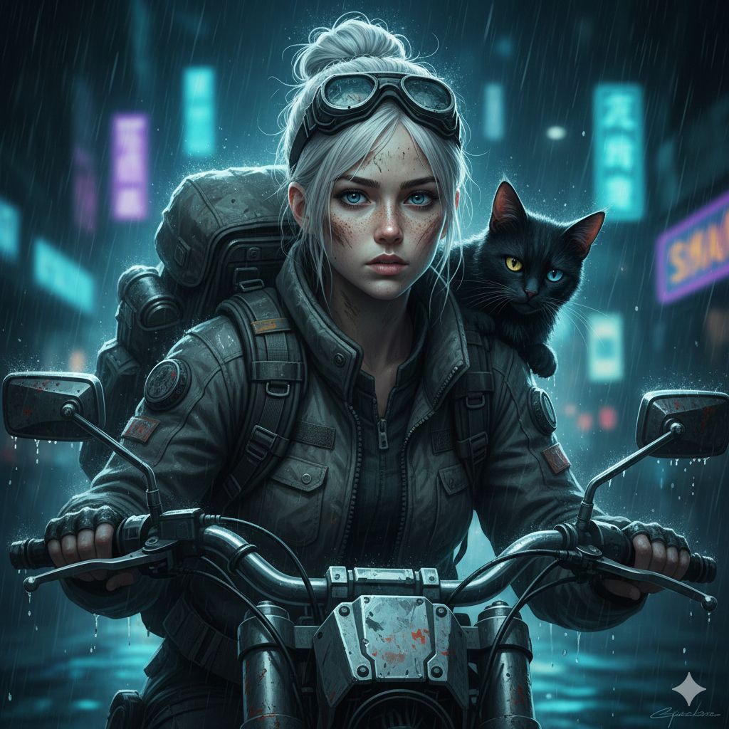 Neon Nomad and Her Two-Toned Companion