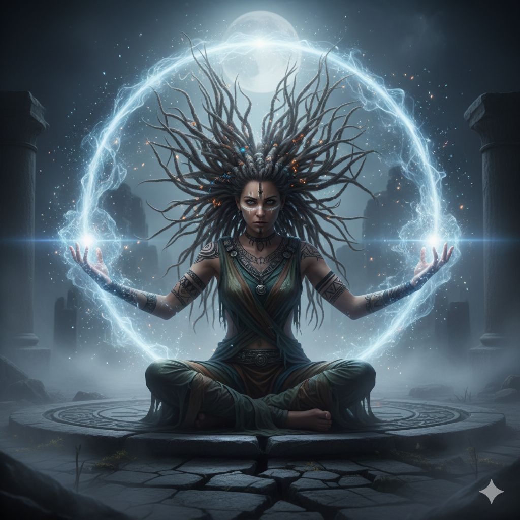 Tribal Mystic Conjuring Ethereal Spirit Energy