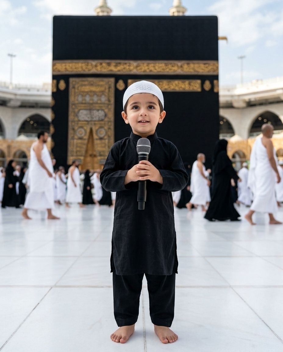 Young Pilgrim at the Sacred Kaaba
