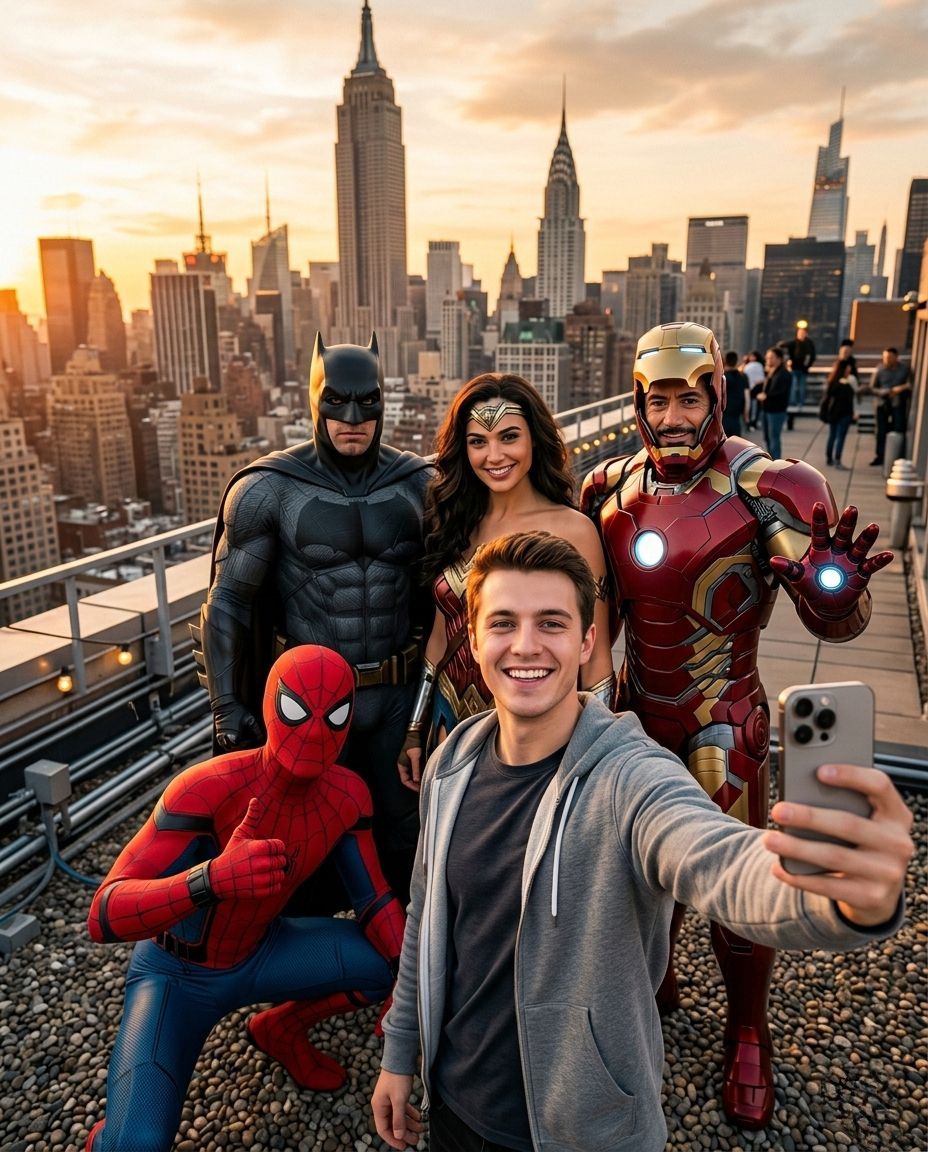 Golden Hour Selfie with Modern Heroes