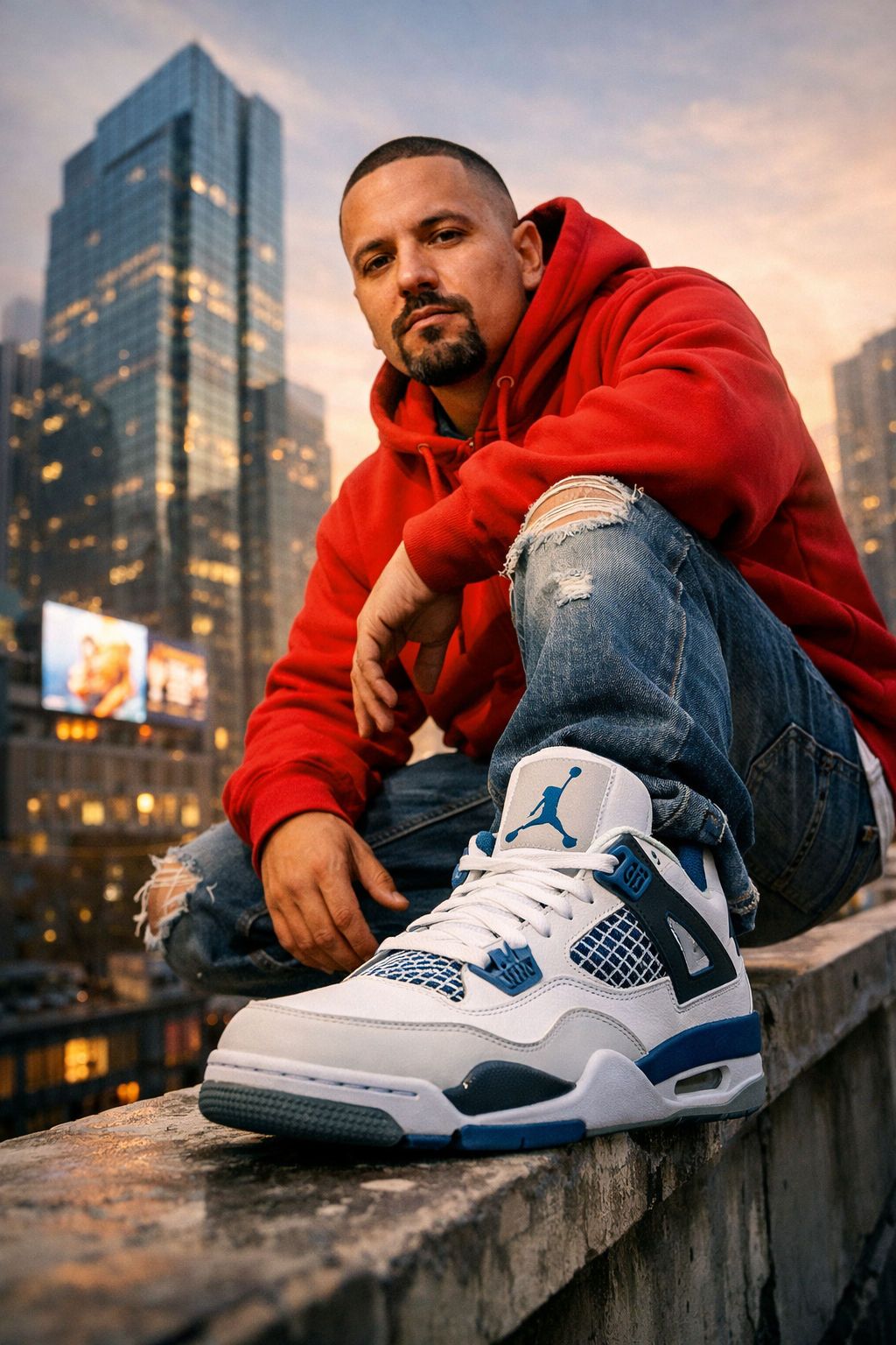 Urban Rooftop Sunset in Military Blue 4s