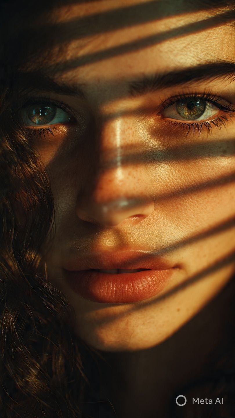 Golden Hour Palm Shadows Portrait