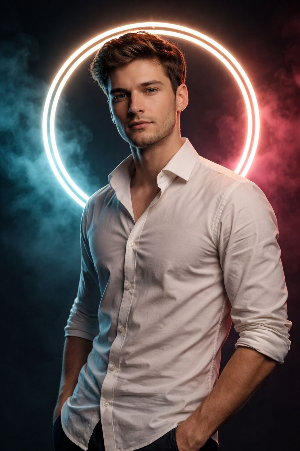 Neon Halo Cinematic Portrait
