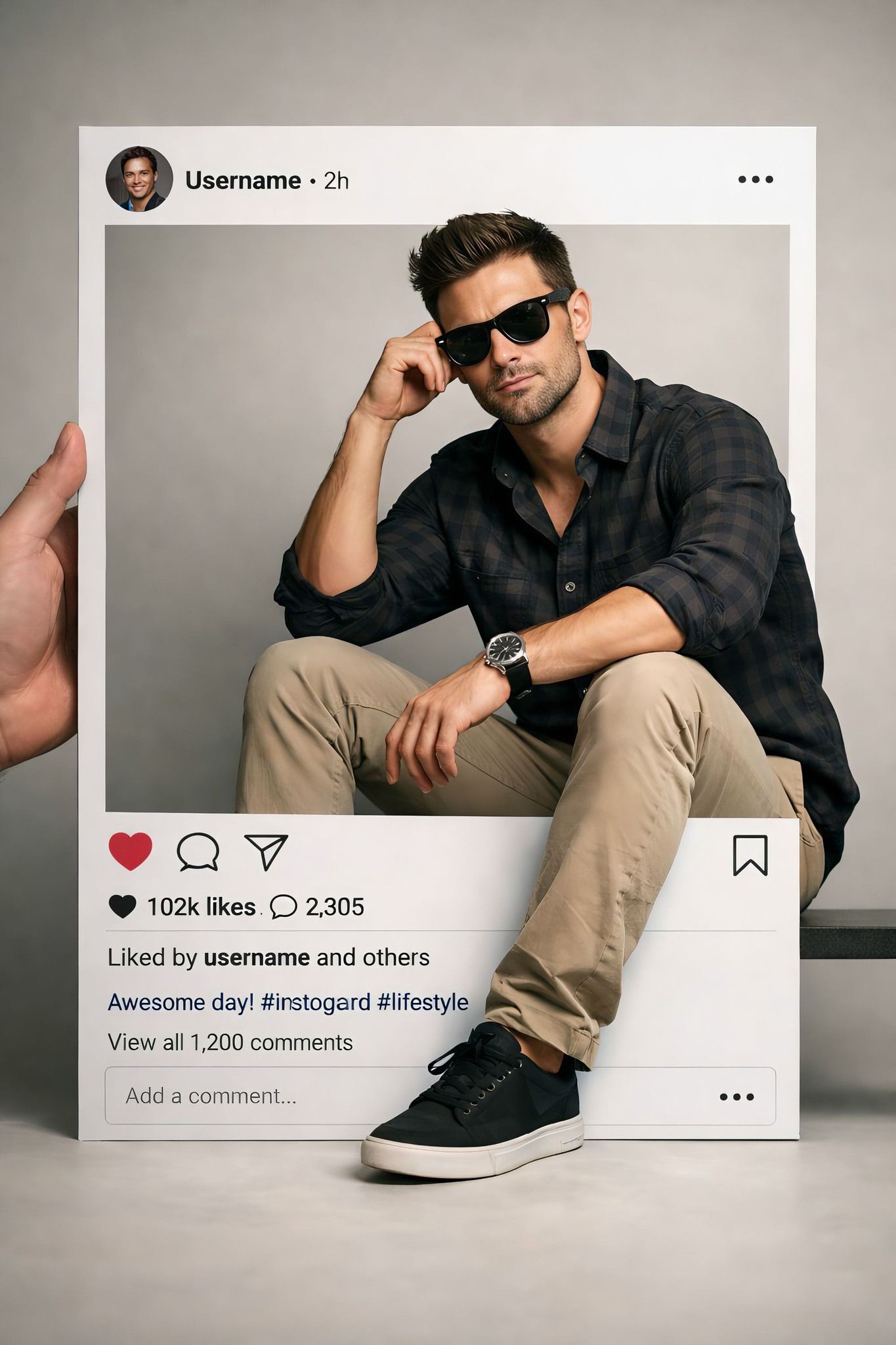 Man in a Social Media Frame Frame Portrait