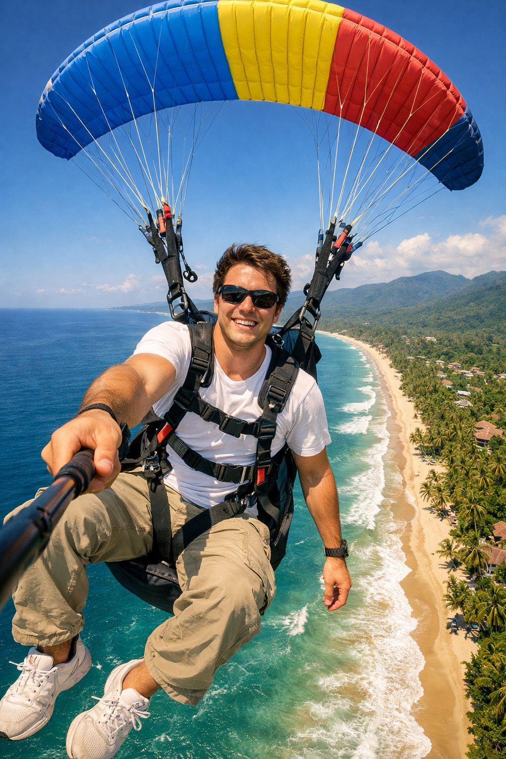 Tropical Skybound Selfie over Turquoise Coast