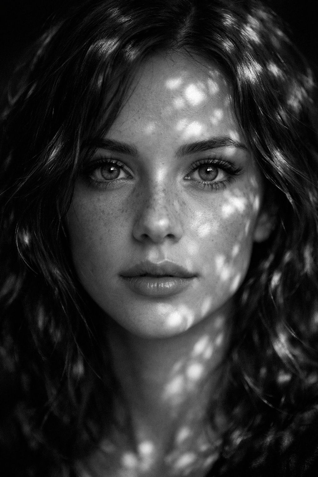 Monochrome Gaze in Dappled Light