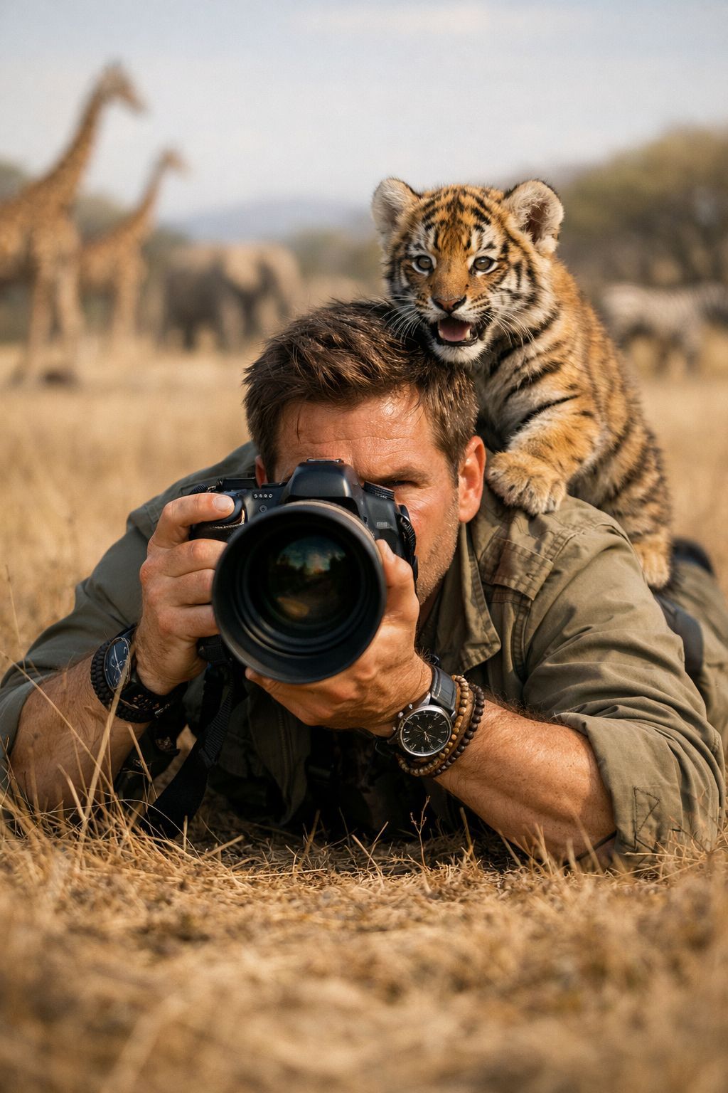 Savannah Spirits: Photographer and Playful Tiger Cub