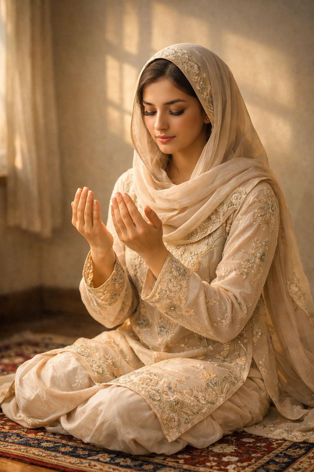 Serene Prayer in Golden Daylight