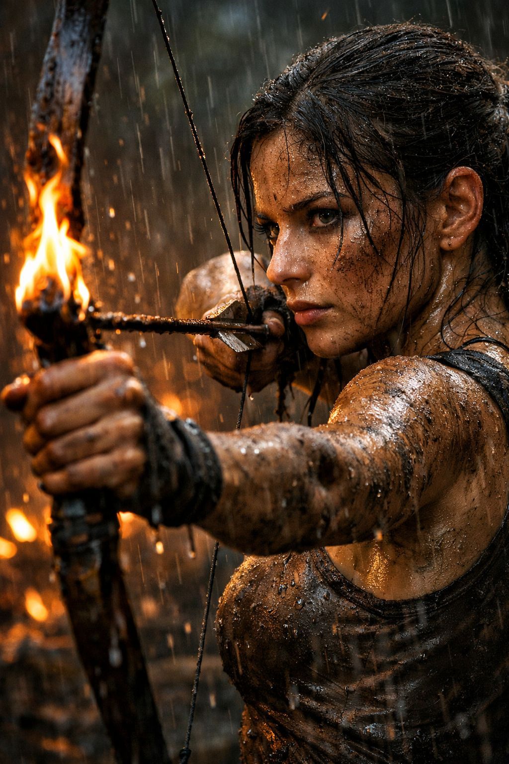 Rain-Soaked Archer in the Jungle Shadows