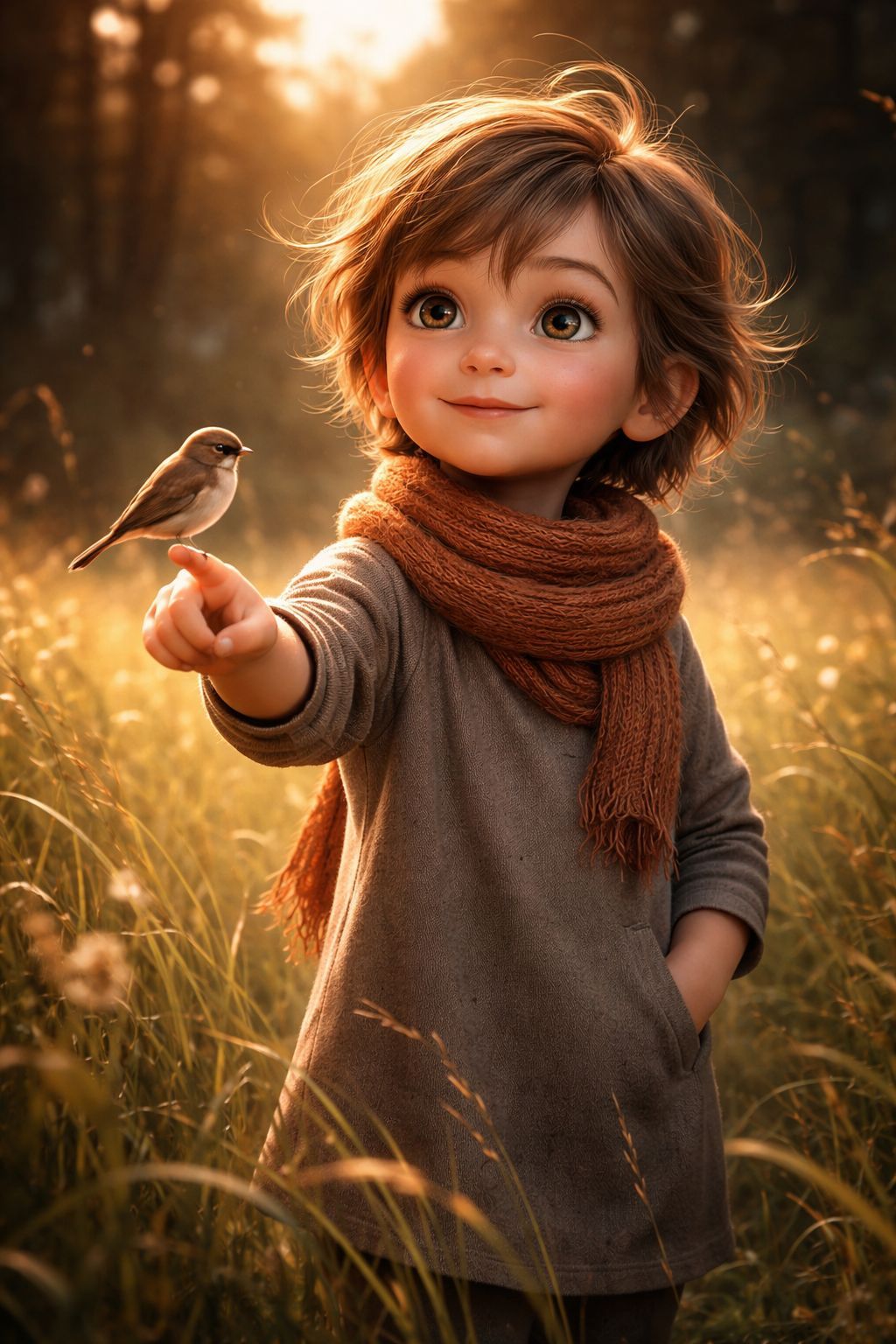 Golden Hour Friendship with Tiny Bird