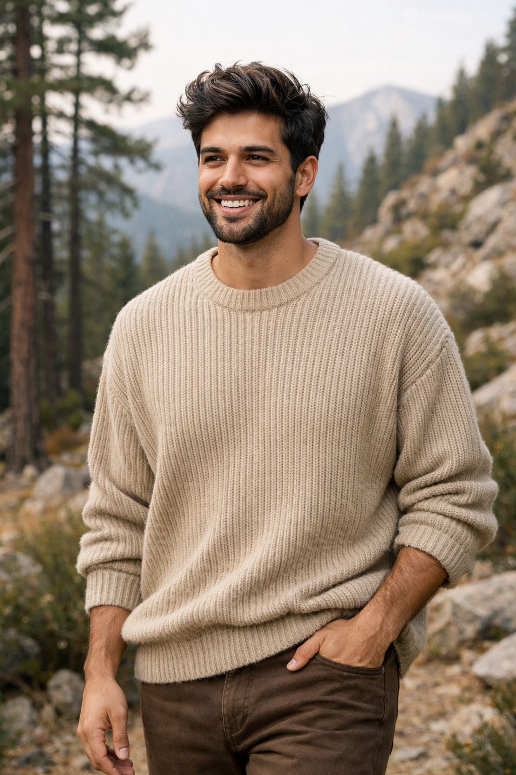 Mountain Forest Casual Knit Portrait