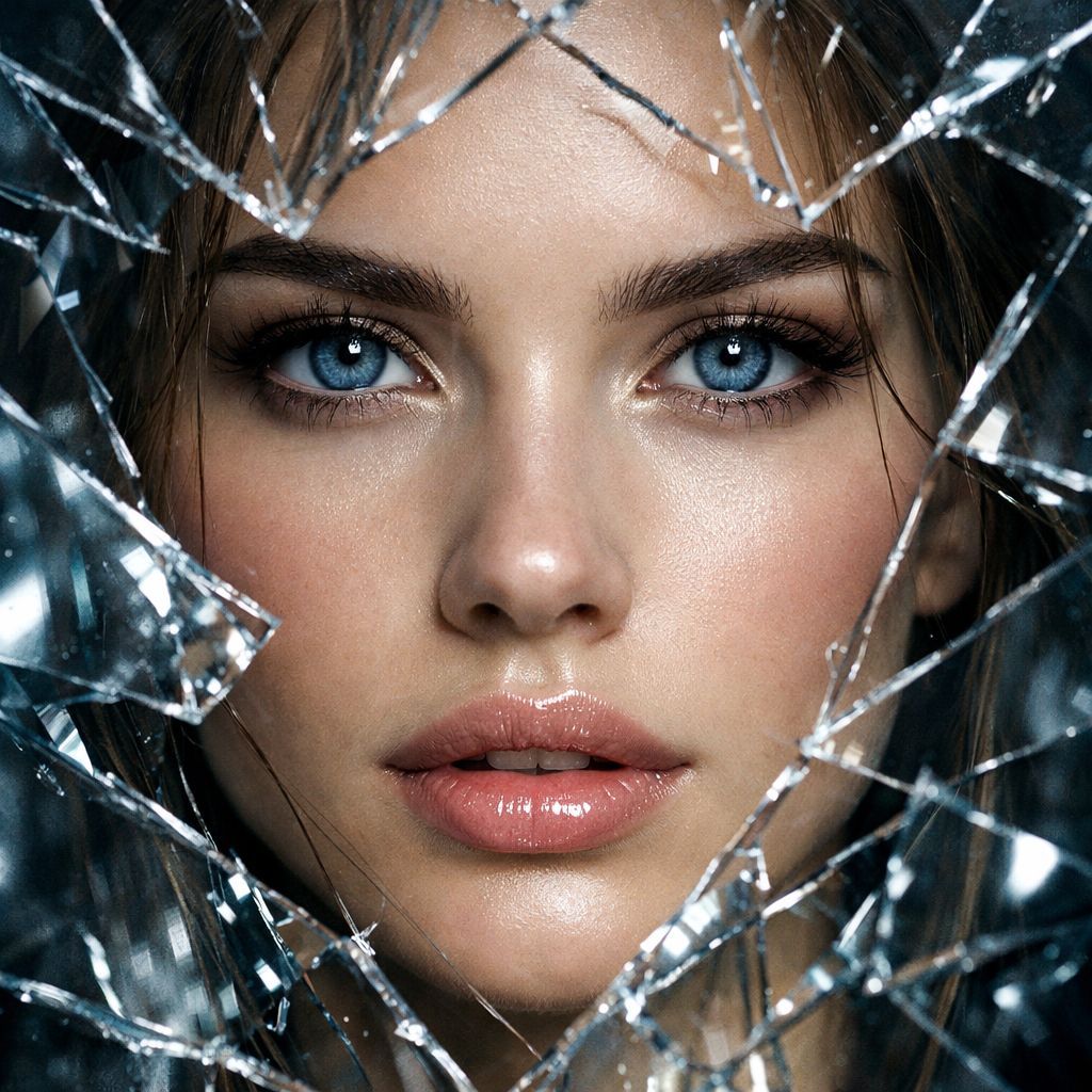 Shattered Gaze in Teal and Glass