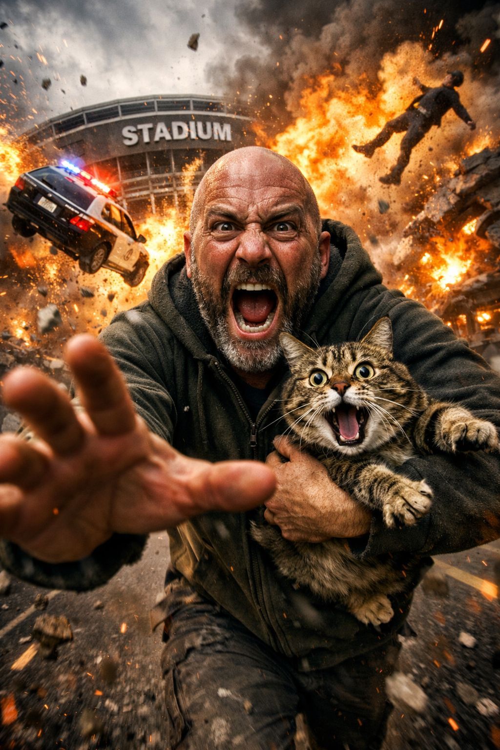 Explosive Escape with Terrified Tabby