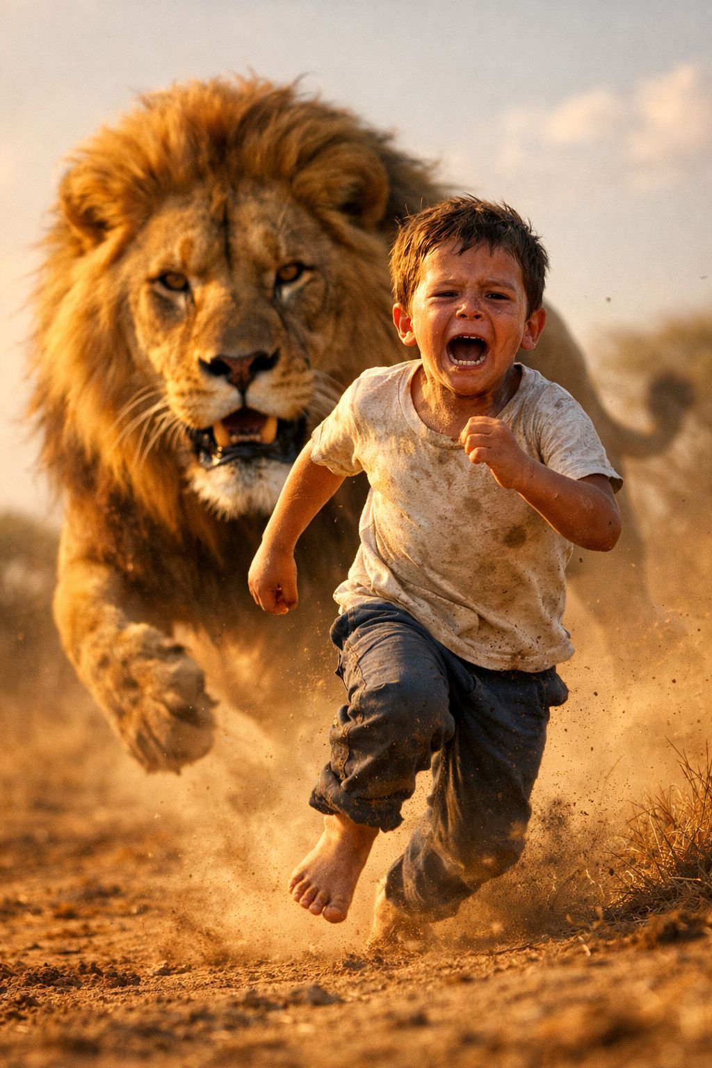 Golden Hour Chase in the African Savanna