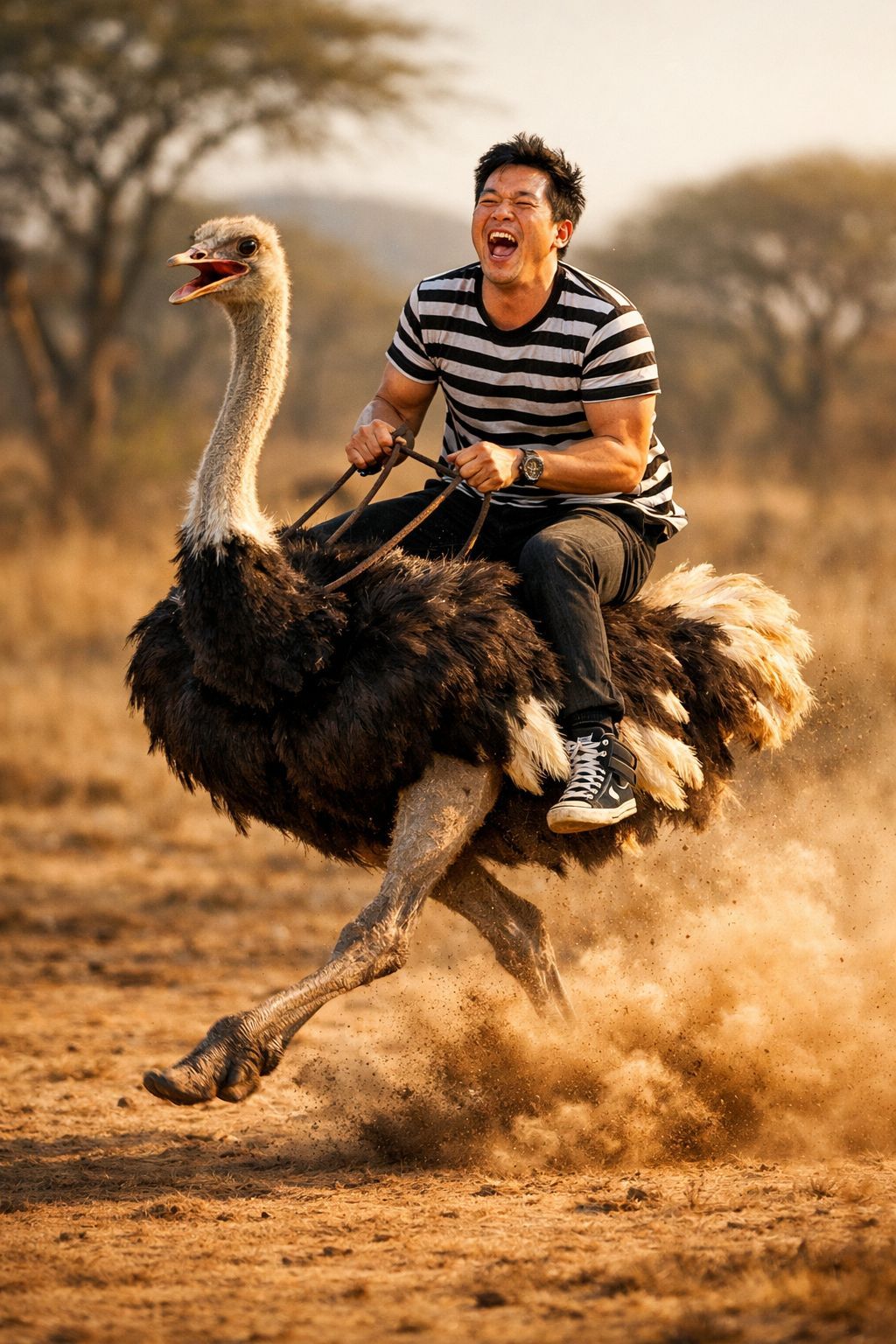 Golden Hour Ostrich Ride in the Savannah