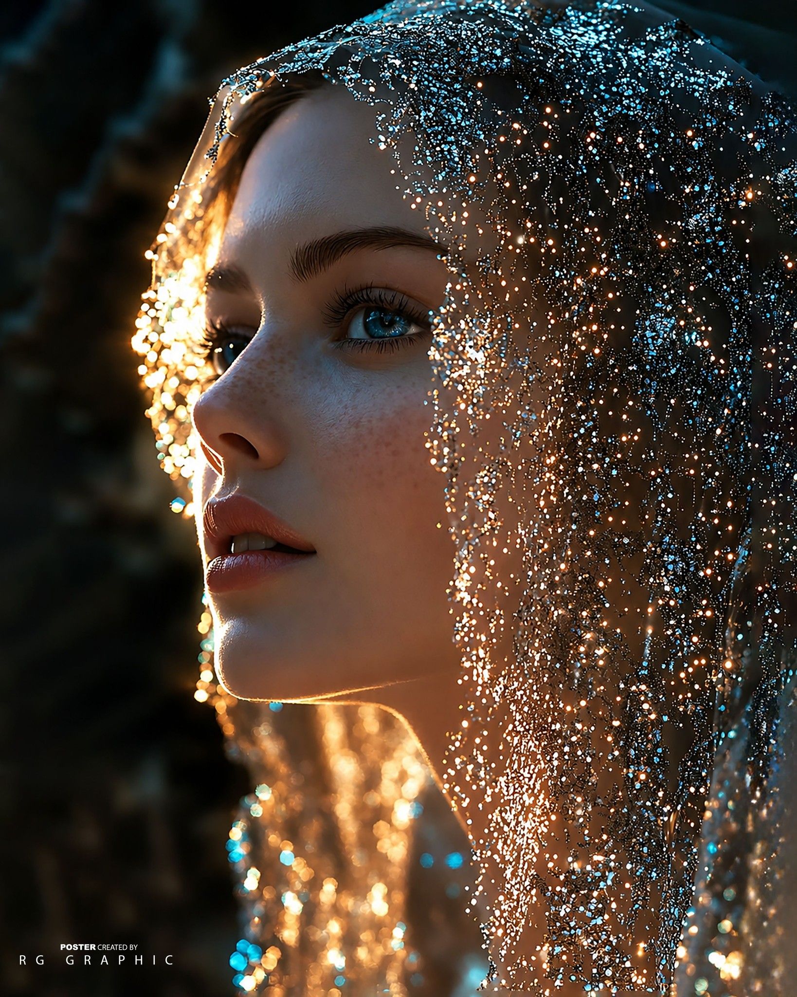 Ethereal Stardust Veil and Golden Light