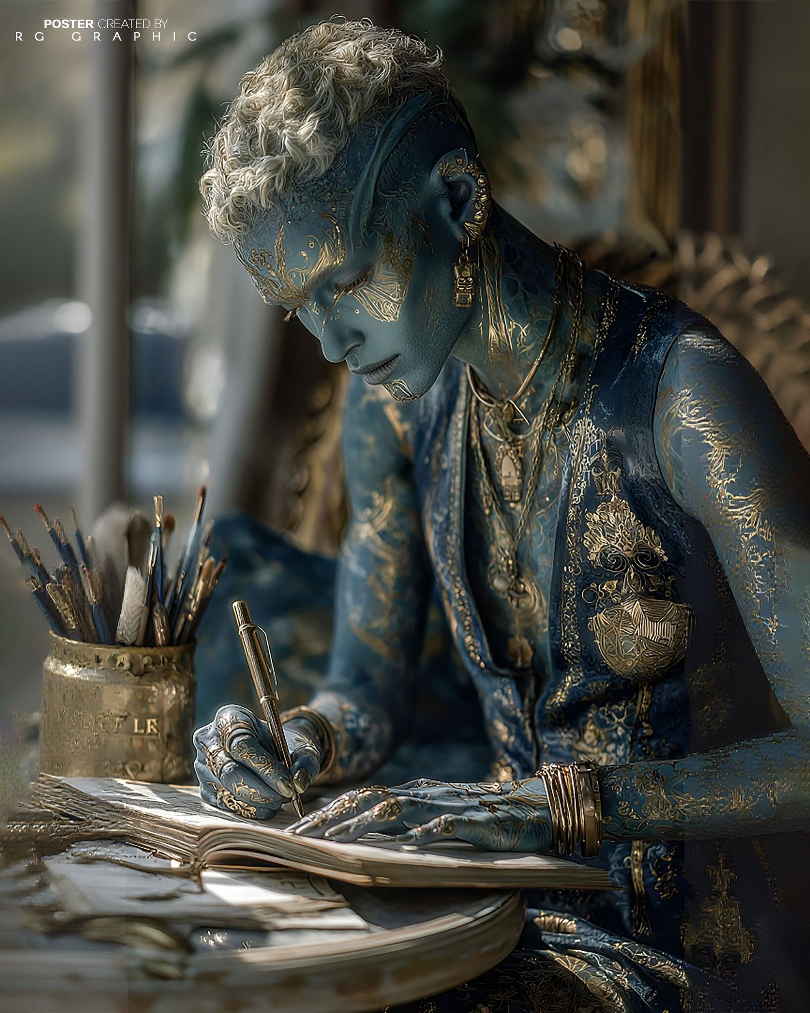 The Cobalt Scribe's Ancient Gilded Journal