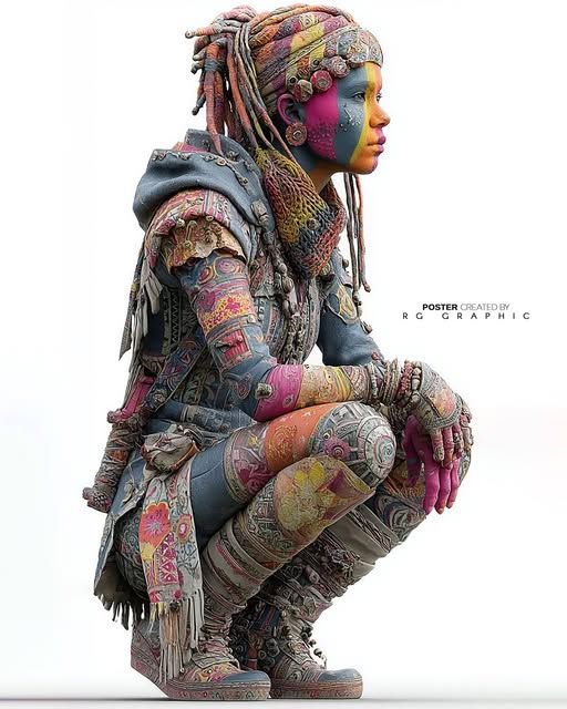 Neon Nomad Tribal Warrior Portrait