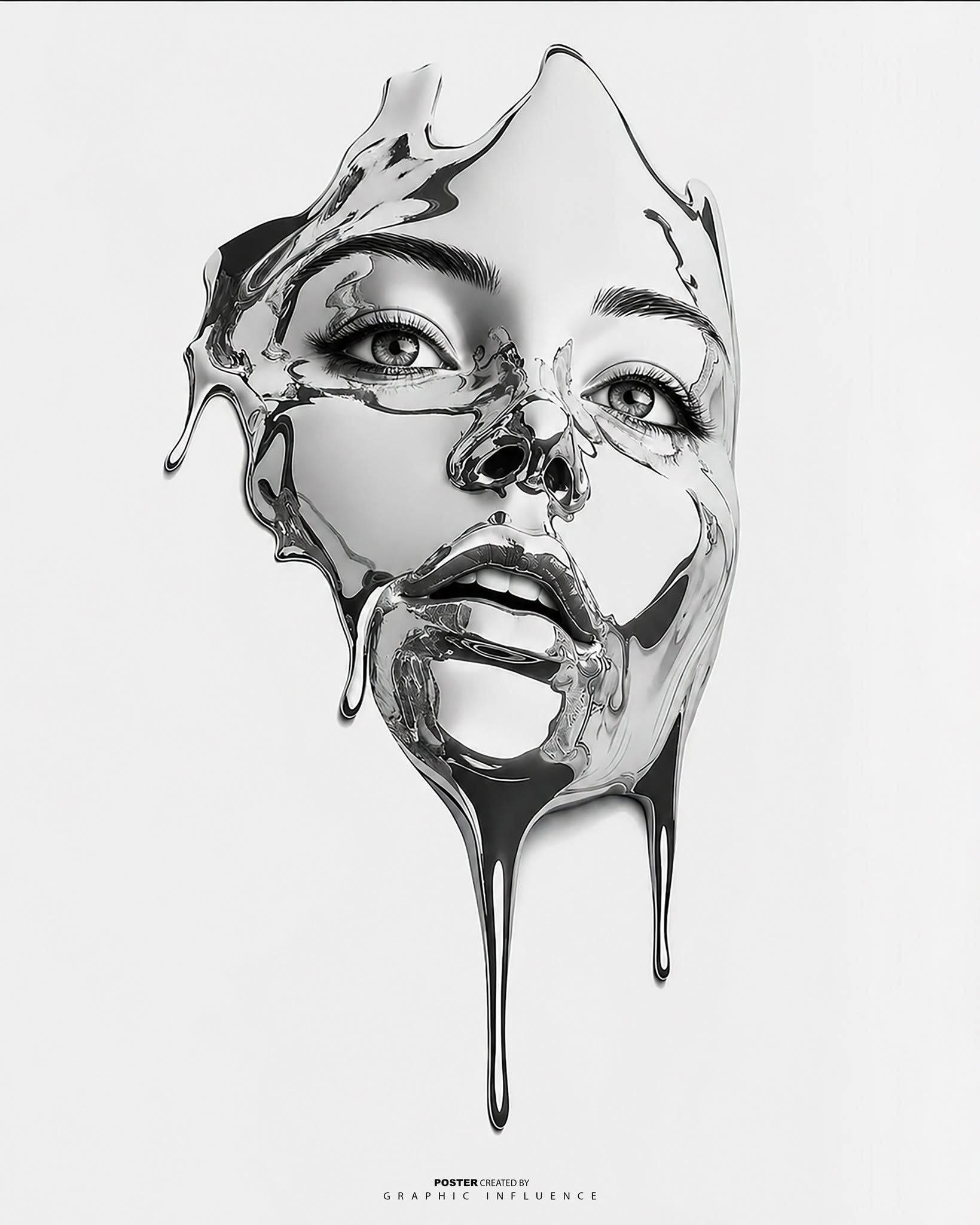 Liquid Chrome Avant-Garde Beauty Poster