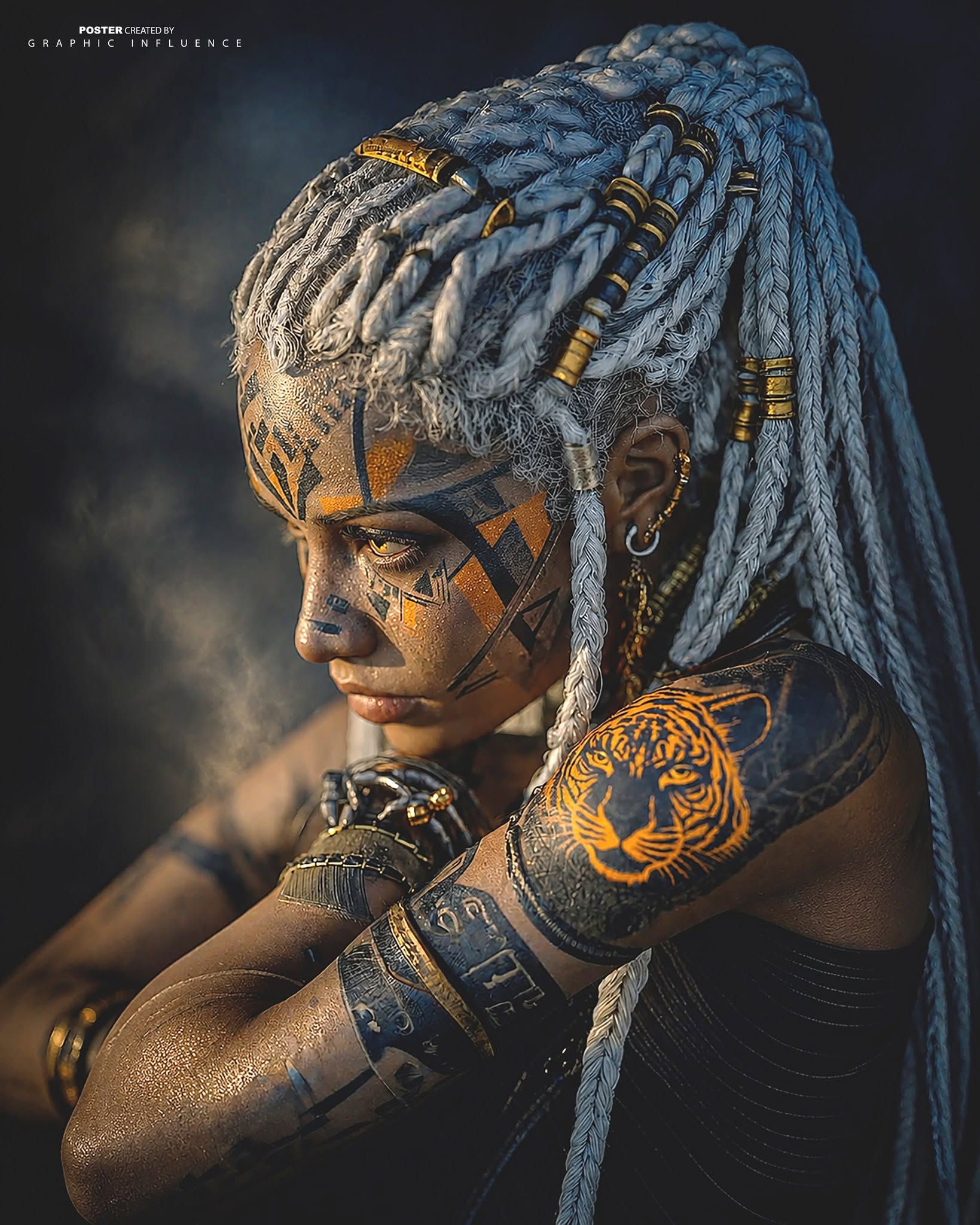 Amber Eyes of the Cyber-Tribal Queen