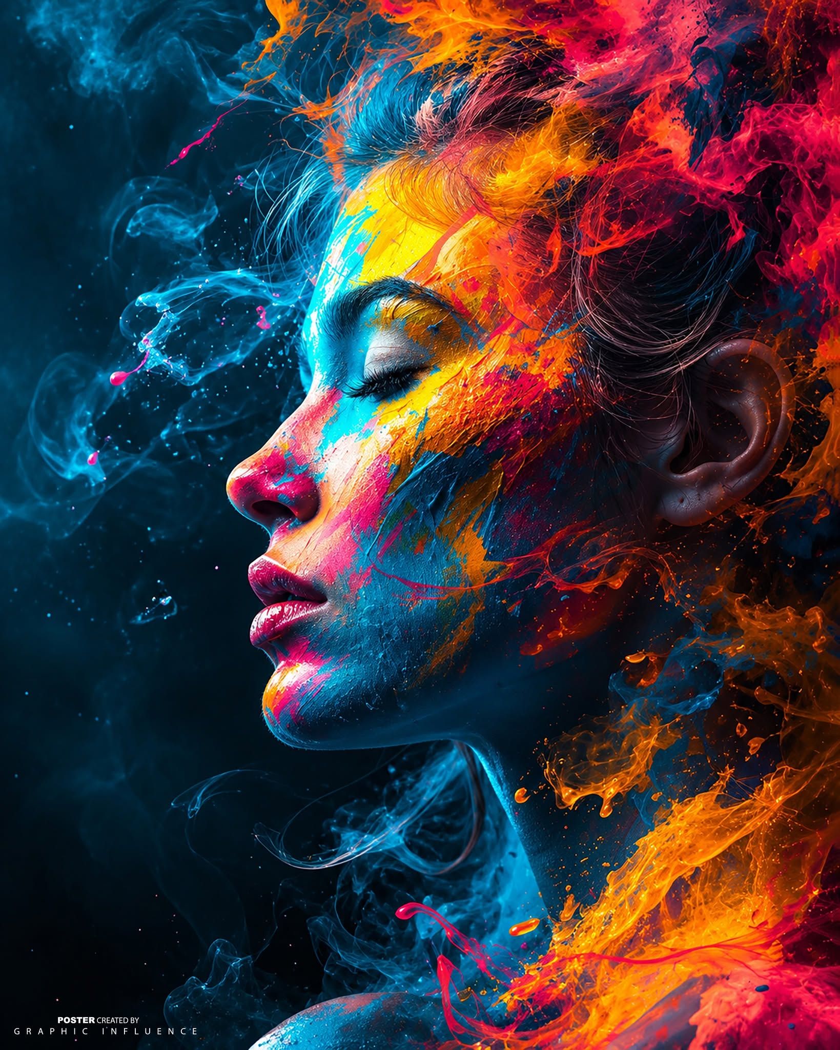 Neon Serenity in Abstract Chaos