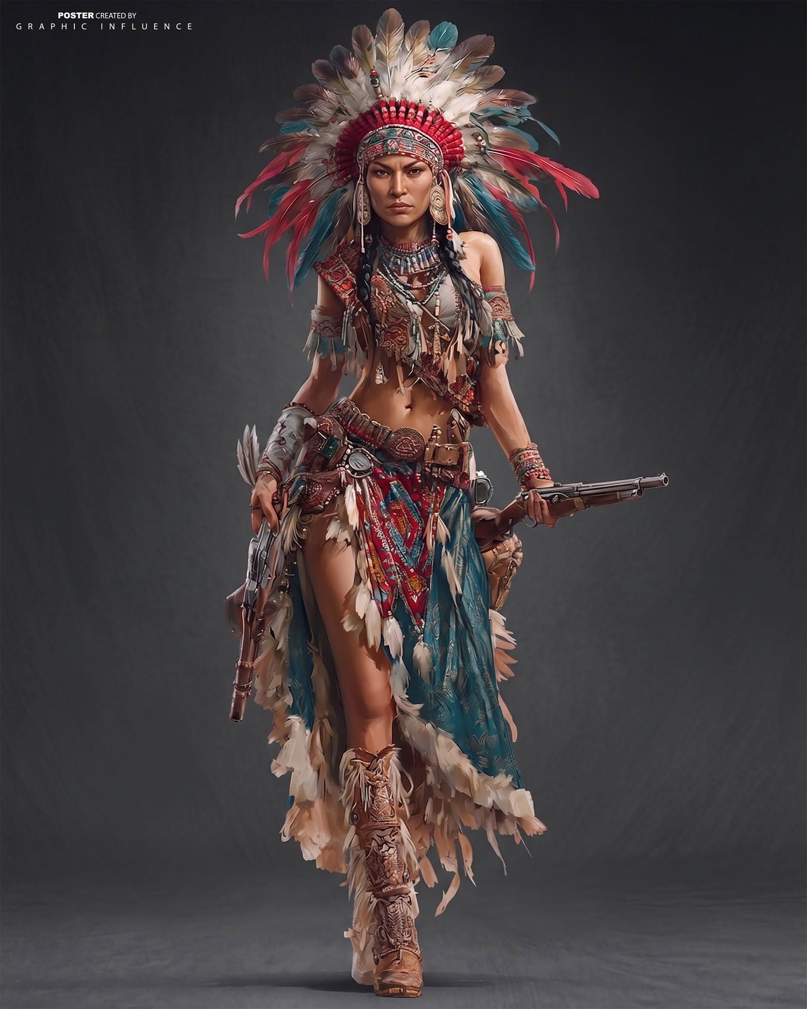 Tribal Outlaw Queen aux Revolvers