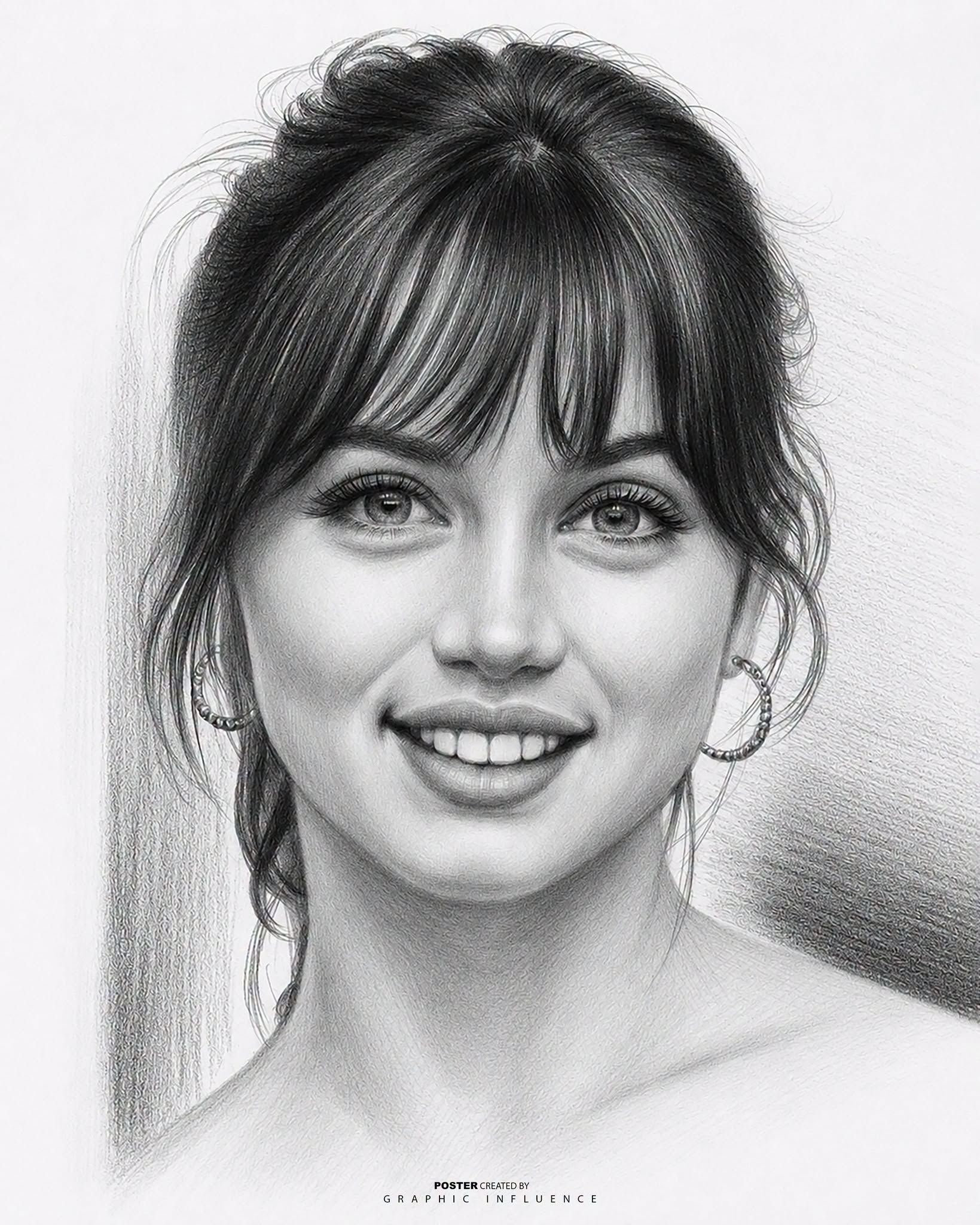 Hyper-Realistic Graphite Portrait of a Smiling Woman