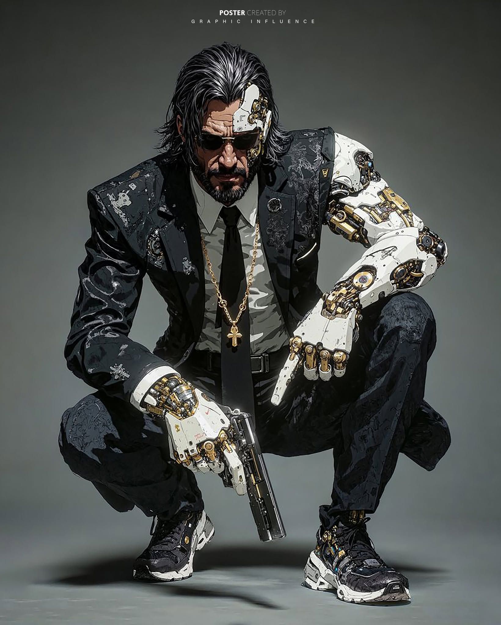 Cybernetic Hitman in Gold and Chrome