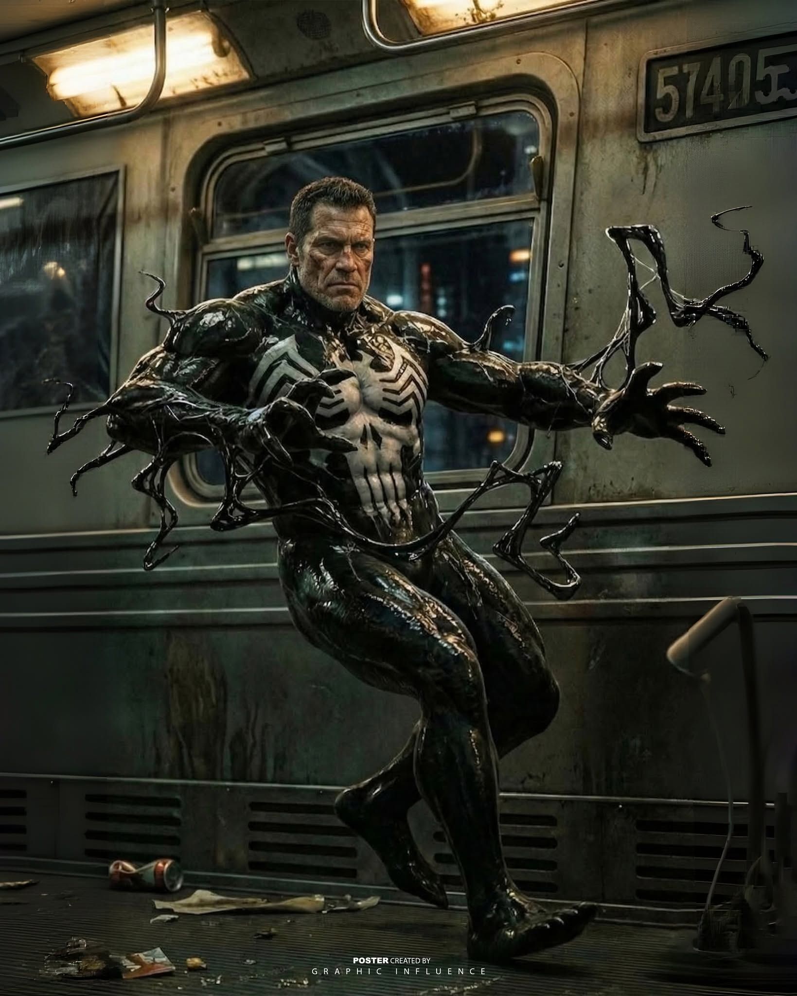 Symbiotic Vigilante Transformation in Shadowed Subway