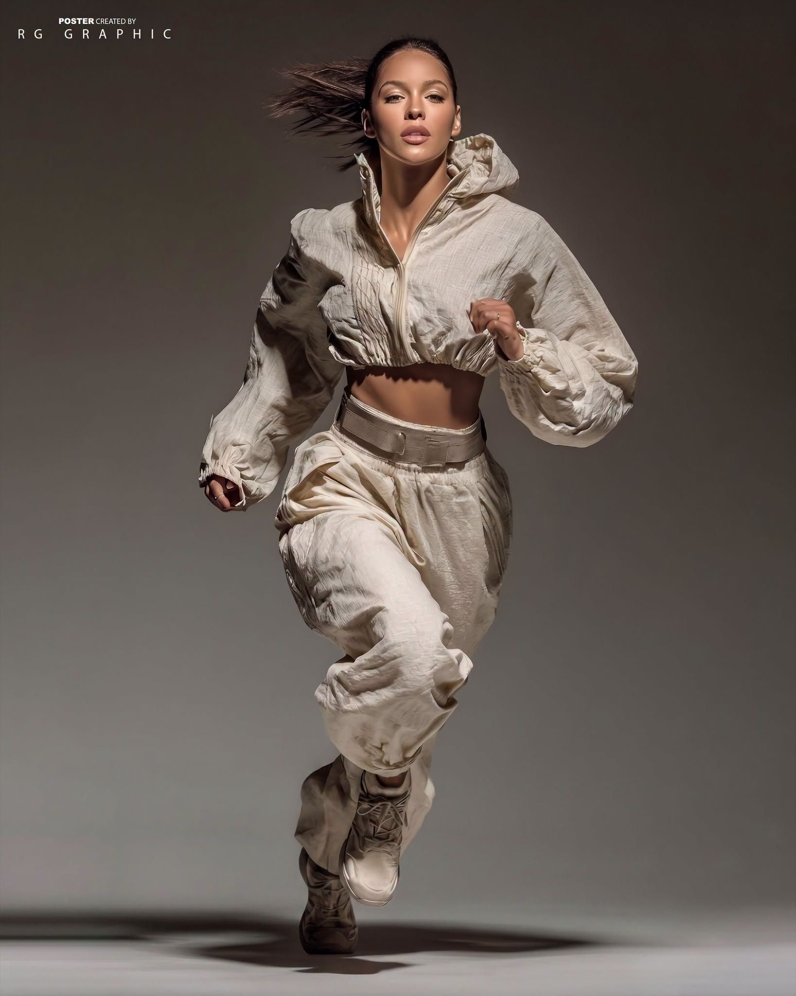 Latina Athlete in Minimalist Fashion Motion