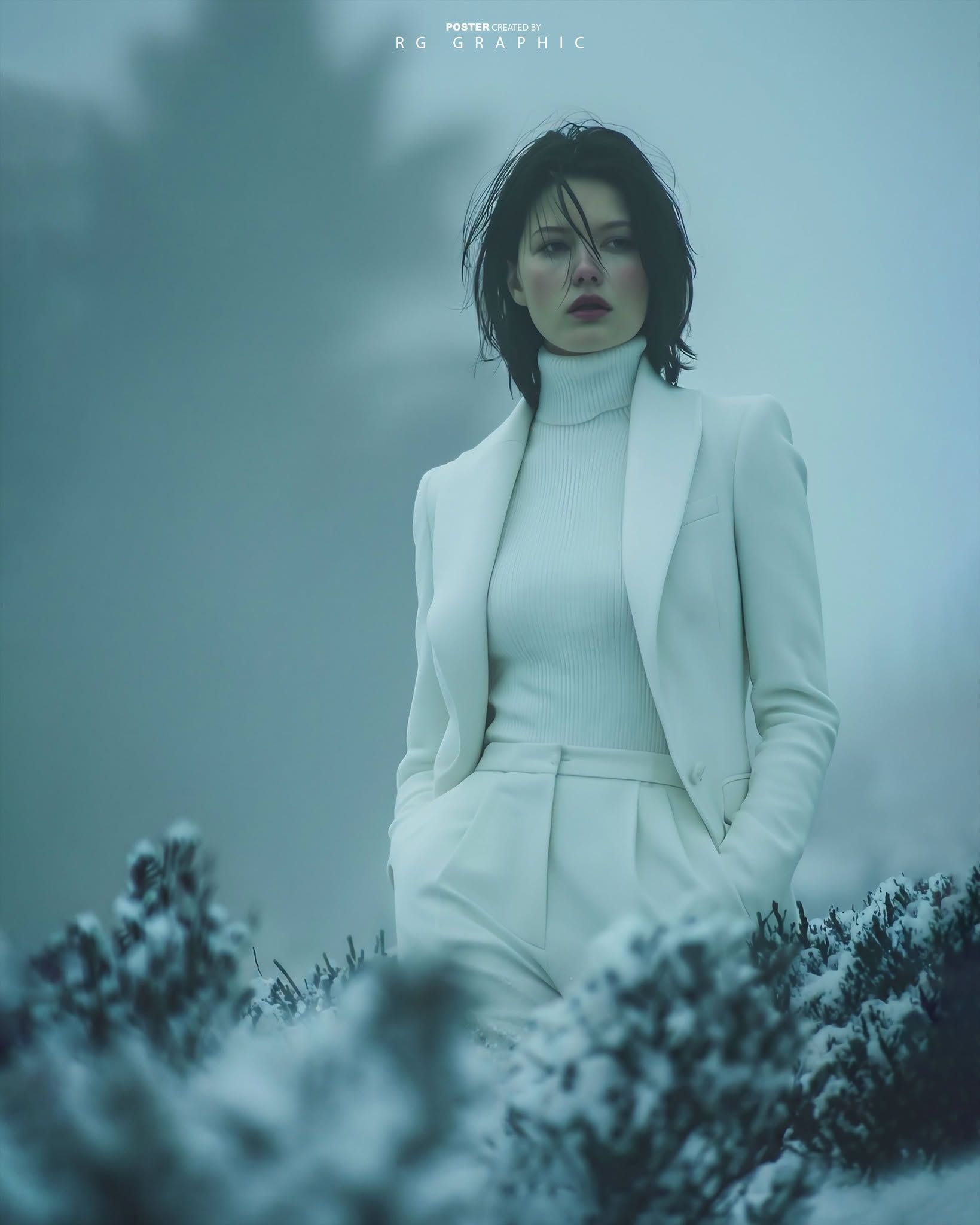Serene Elegance in a Hazy Winter Mist
