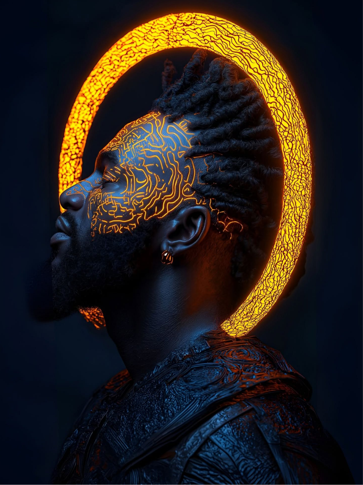 Afro-Futurist Circuit Glow Portrait