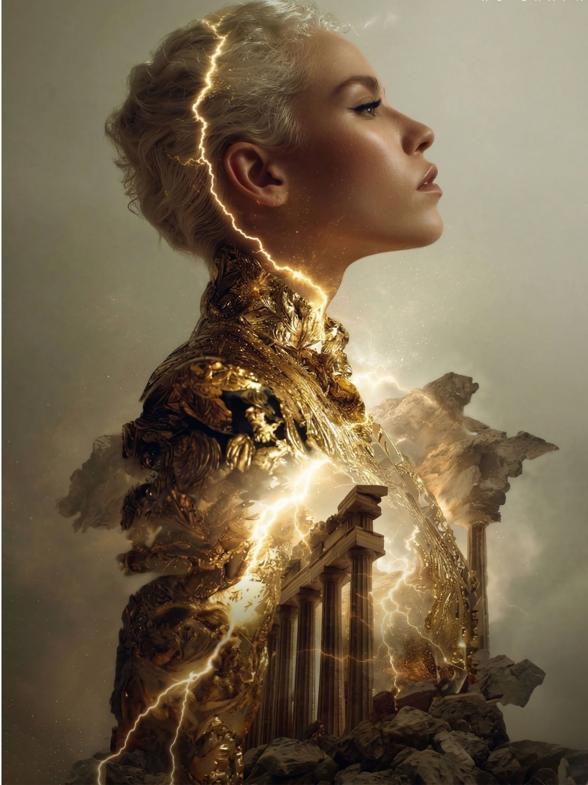 Golden Goddess: Architectural Lightning Transformation