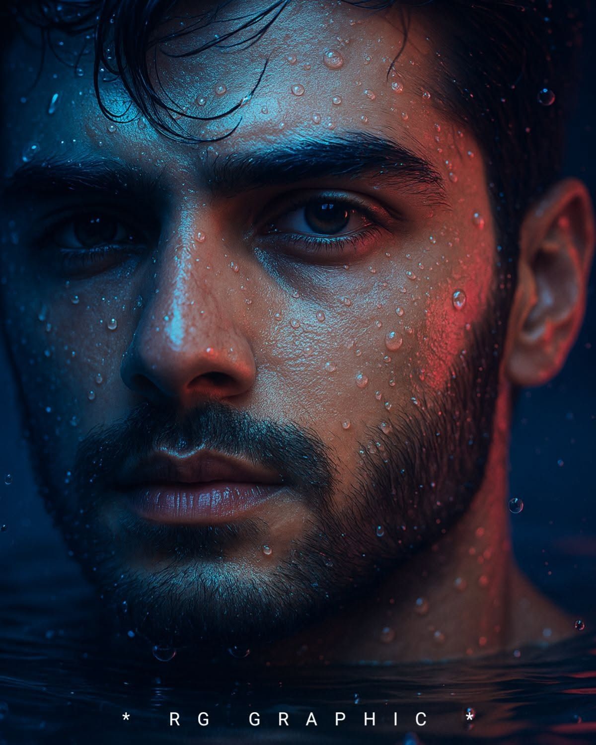 Submerged Portrait, Neon Reflections
