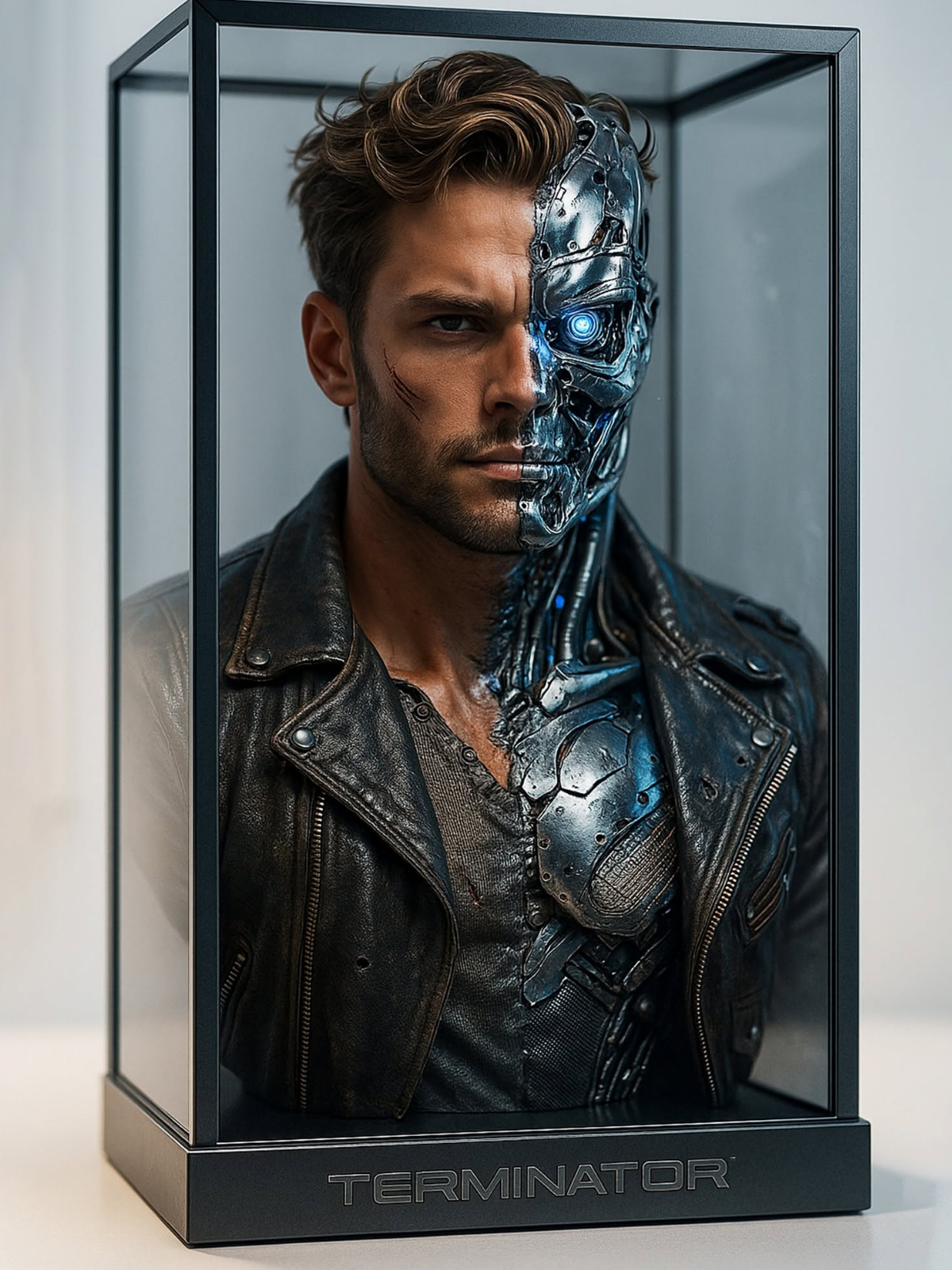 Hyperrealistic T-1000 Human Terminator Bust