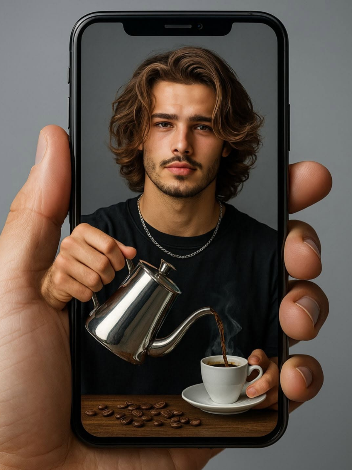 Coffee Pours From Screen: Digital Reality