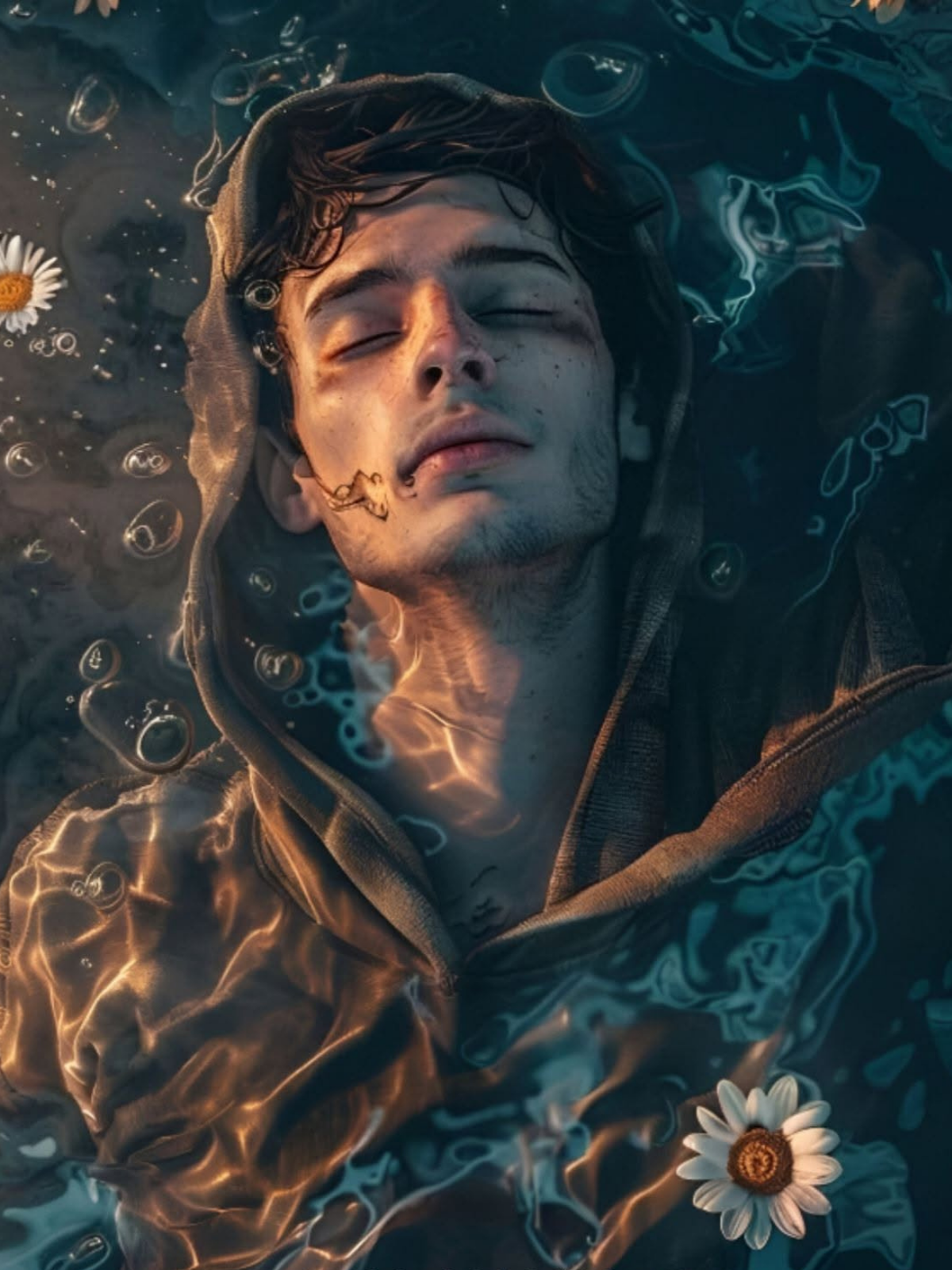 Melancholy Serenity: Golden Teal Dream