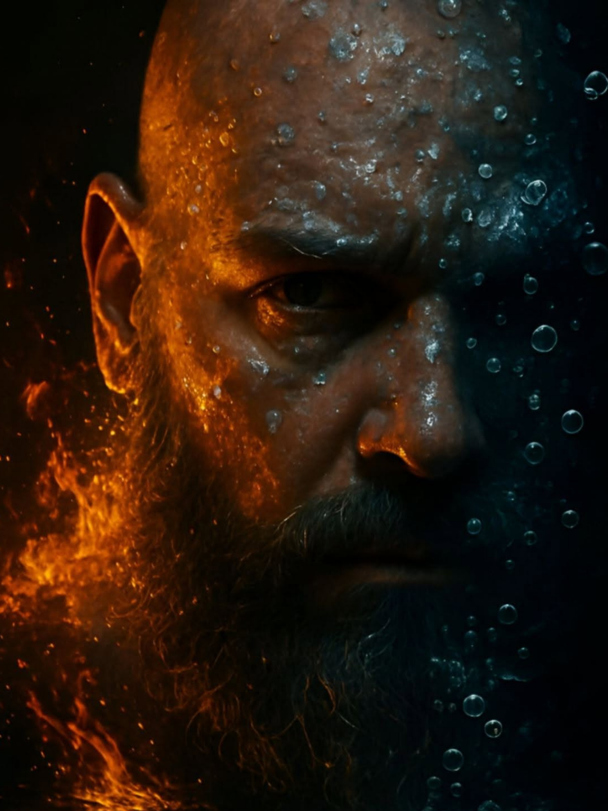 Duality Portrait: Fire and Water